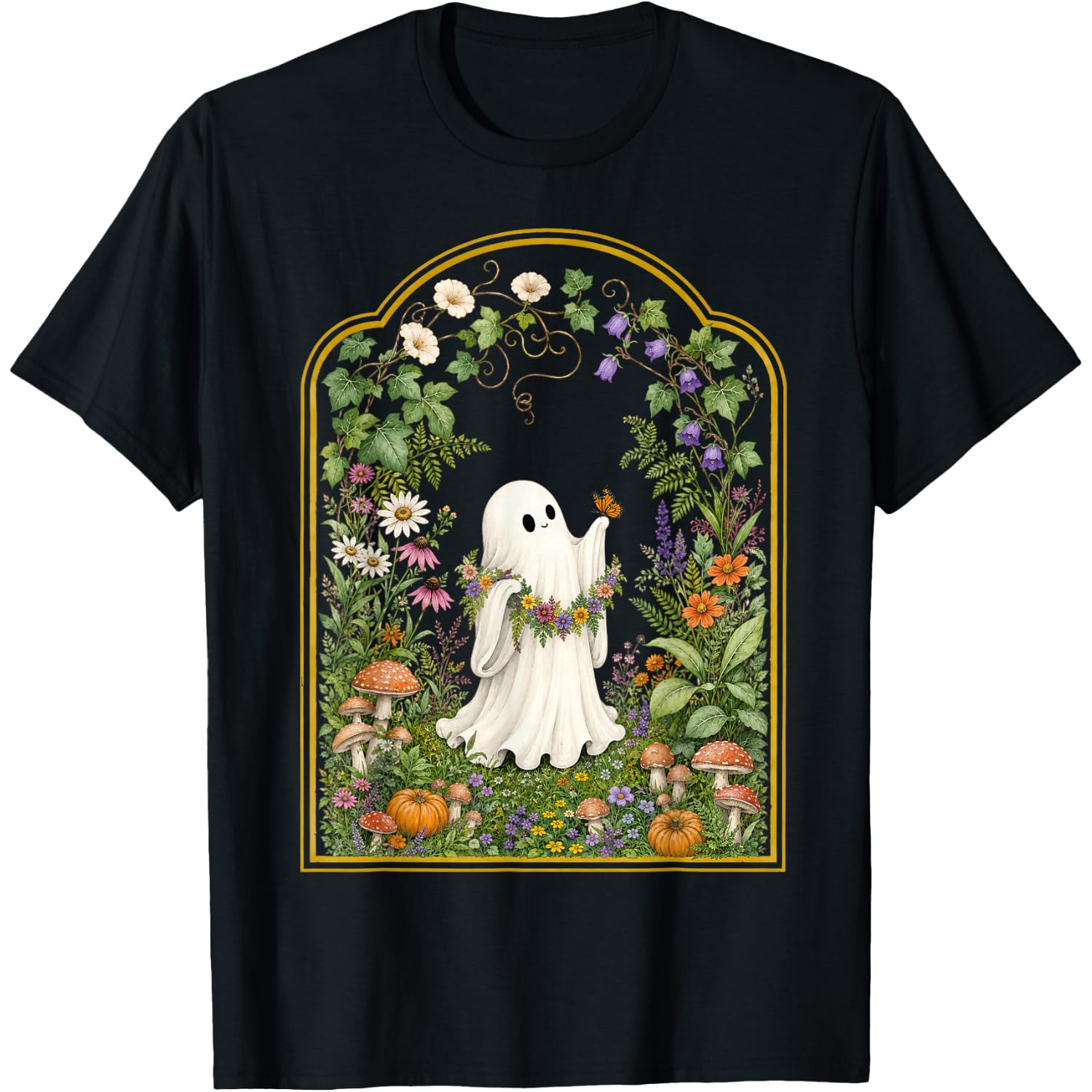 Cottagecore Aesthetic Ghost Swing Floral Halloween Spooky T-Shirt