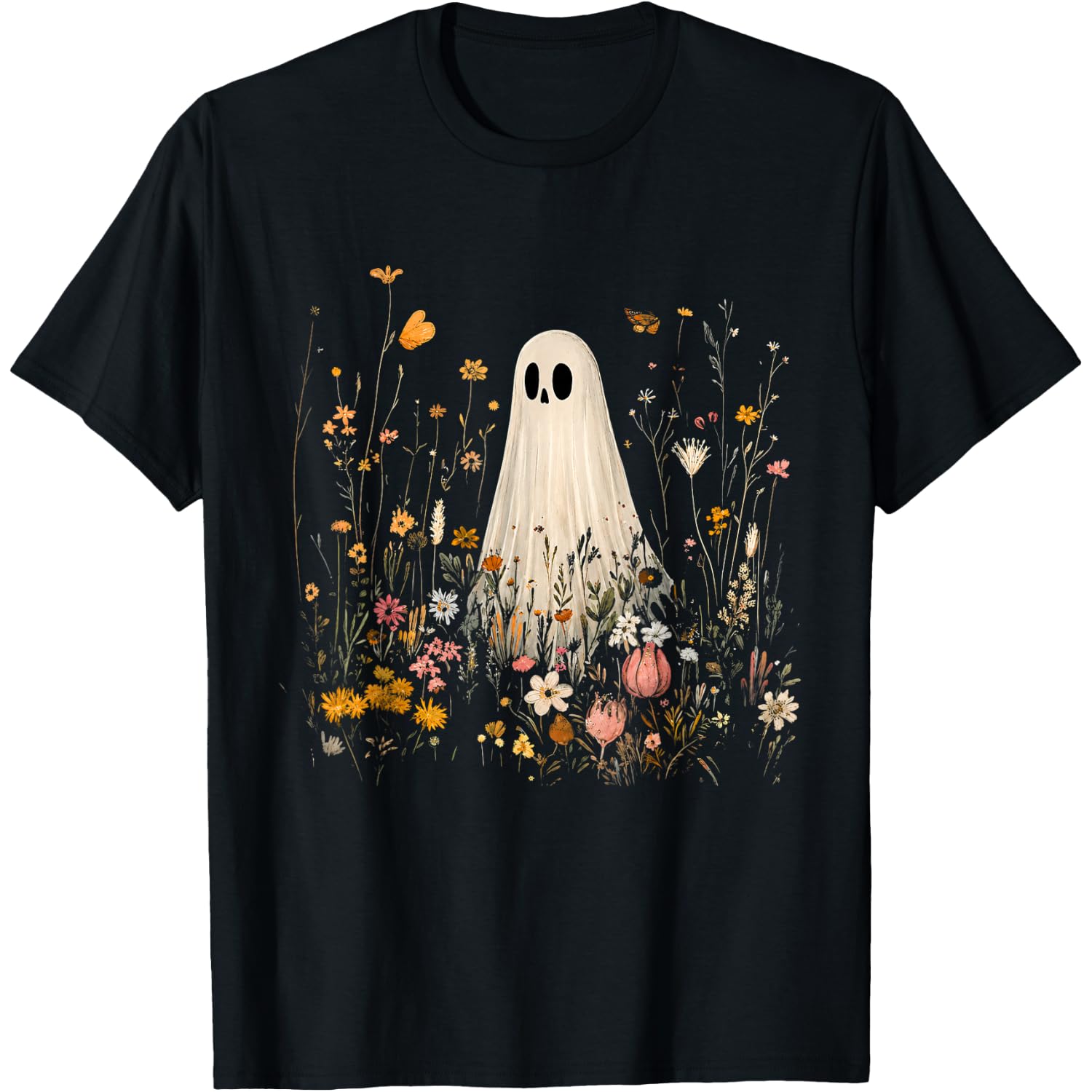Cottagecore Ghost Swing Floral Aesthetic Halloween Spooky T-Shirt
