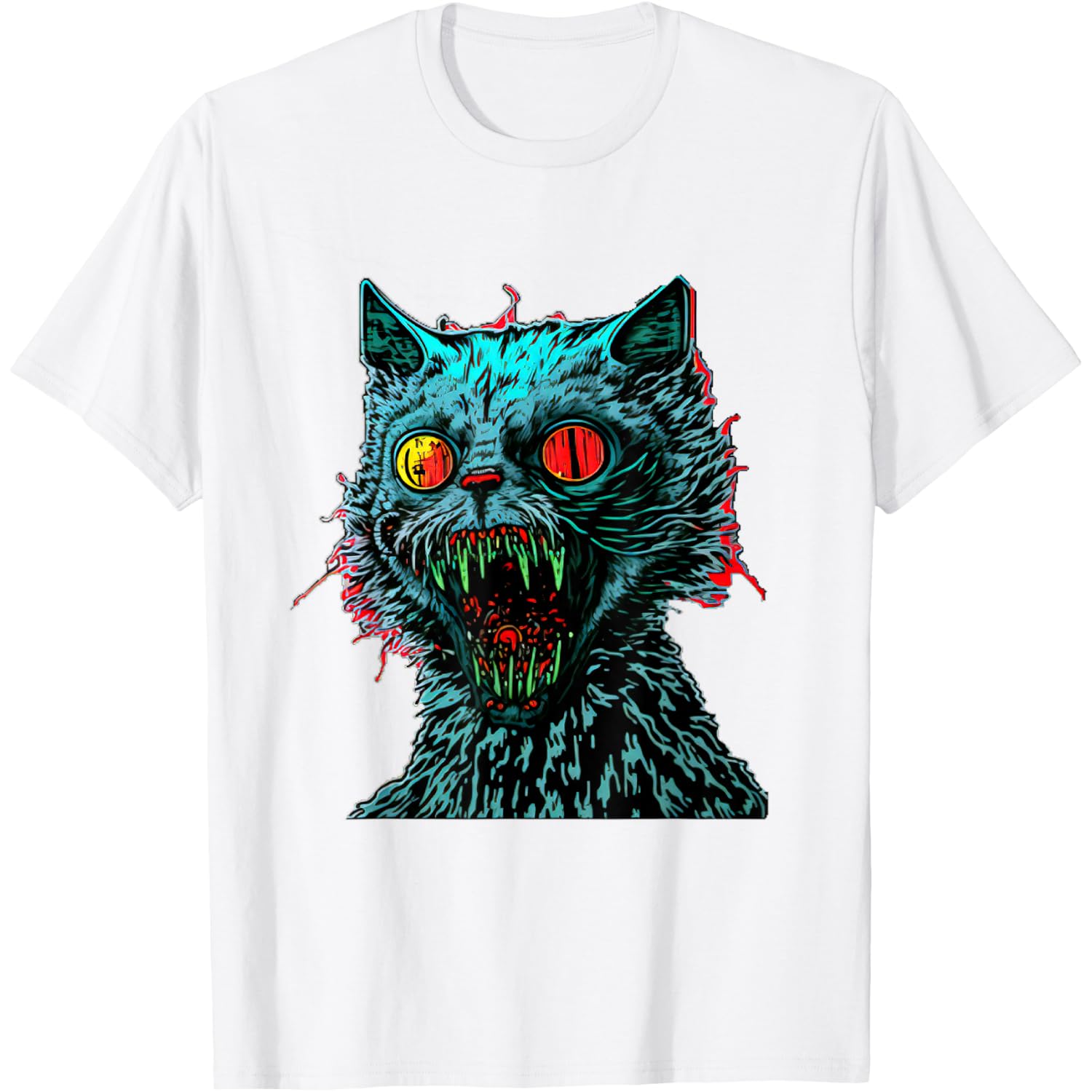 Creepy Cat Weirdcore Aesthetic Scary Halloween T-Shirt