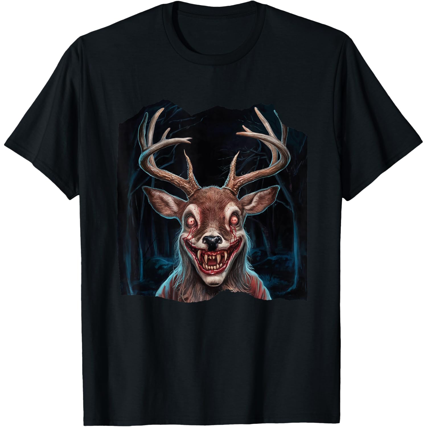 Creepy Deer Monster Halloween Horror Forest T-Shirt