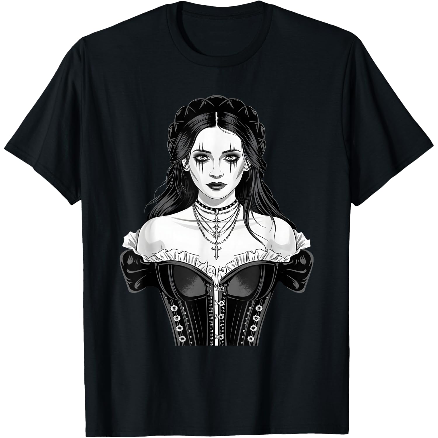 Creepy Gothic Horror Halloween Goth Girl Men Women T-Shirt