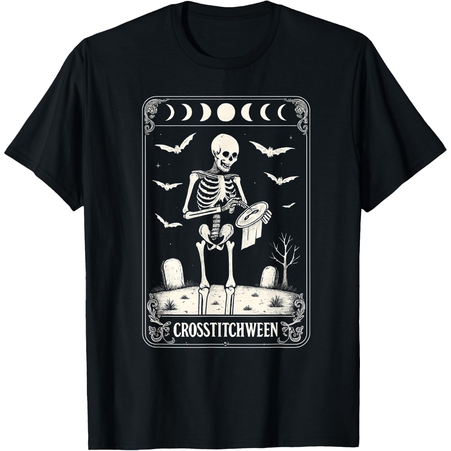 Crossstitch Halloween Funny Skeleton Crafts Crossstitch T-Shirt