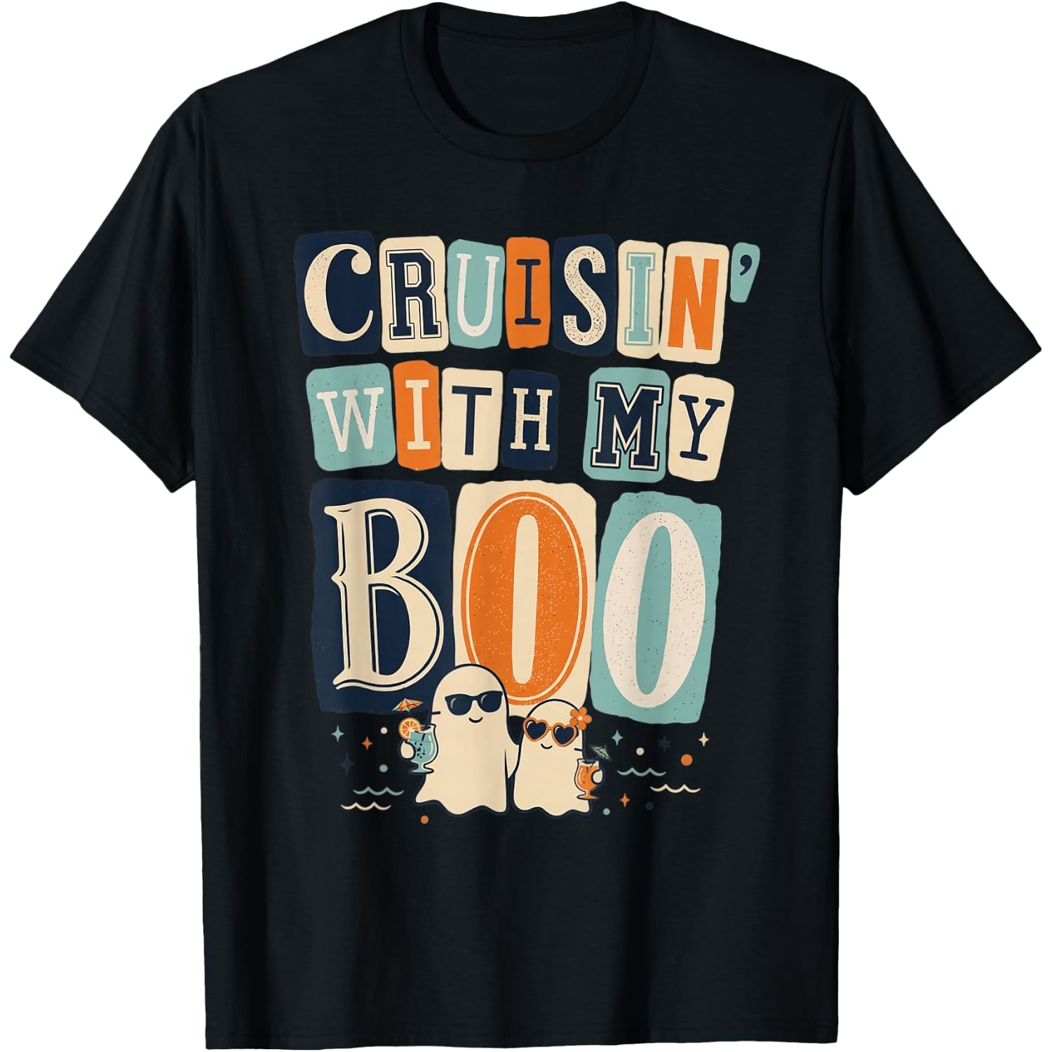 Cruisin' with My Boo Halloween Couples Trip Cruise Funny T-Shirt