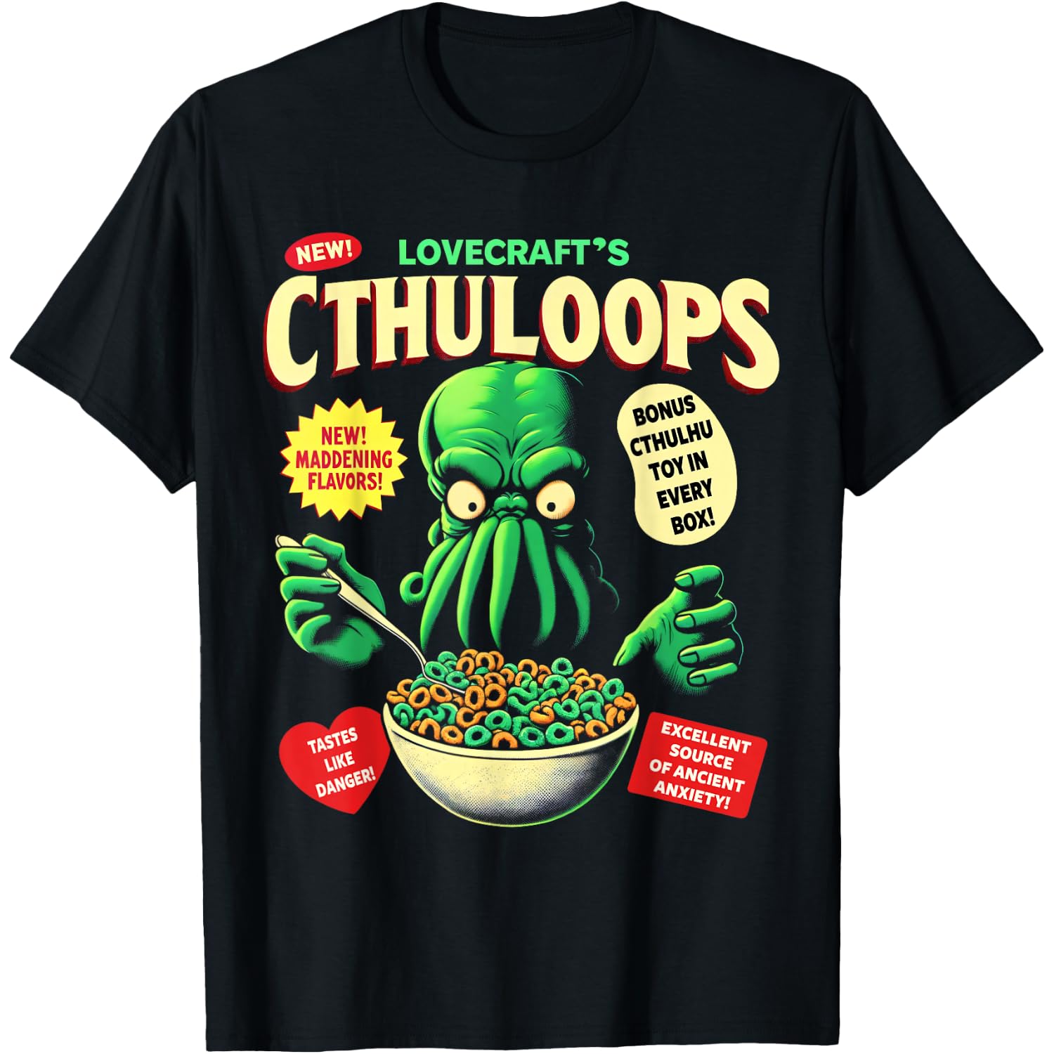 Cthuloops Cereal Parody T-Shirt for Horror Fans - Cthulhu T-Shirt