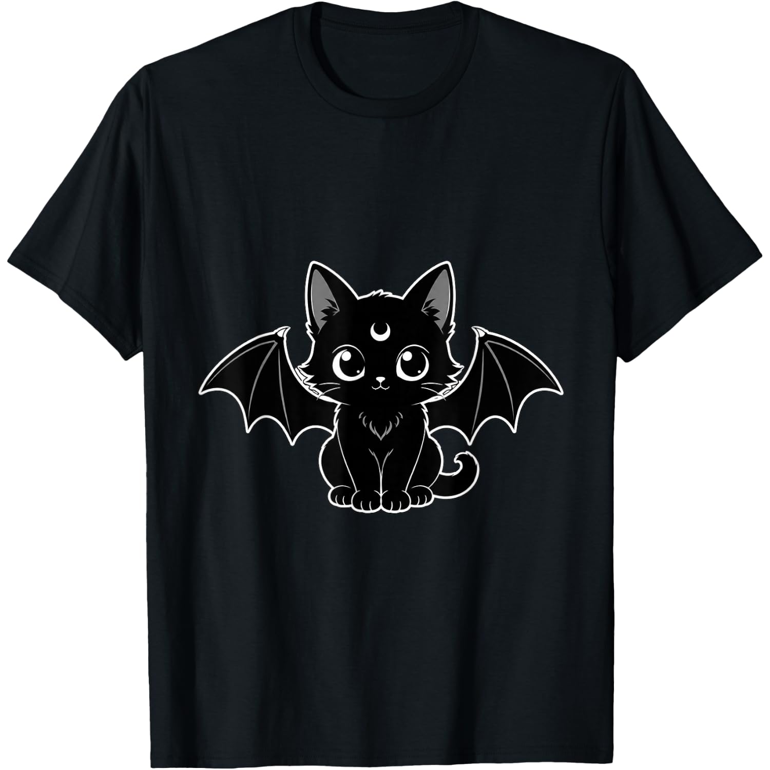 Cute Black Cat with Bat Wings Batcat Gothic T-Shirt