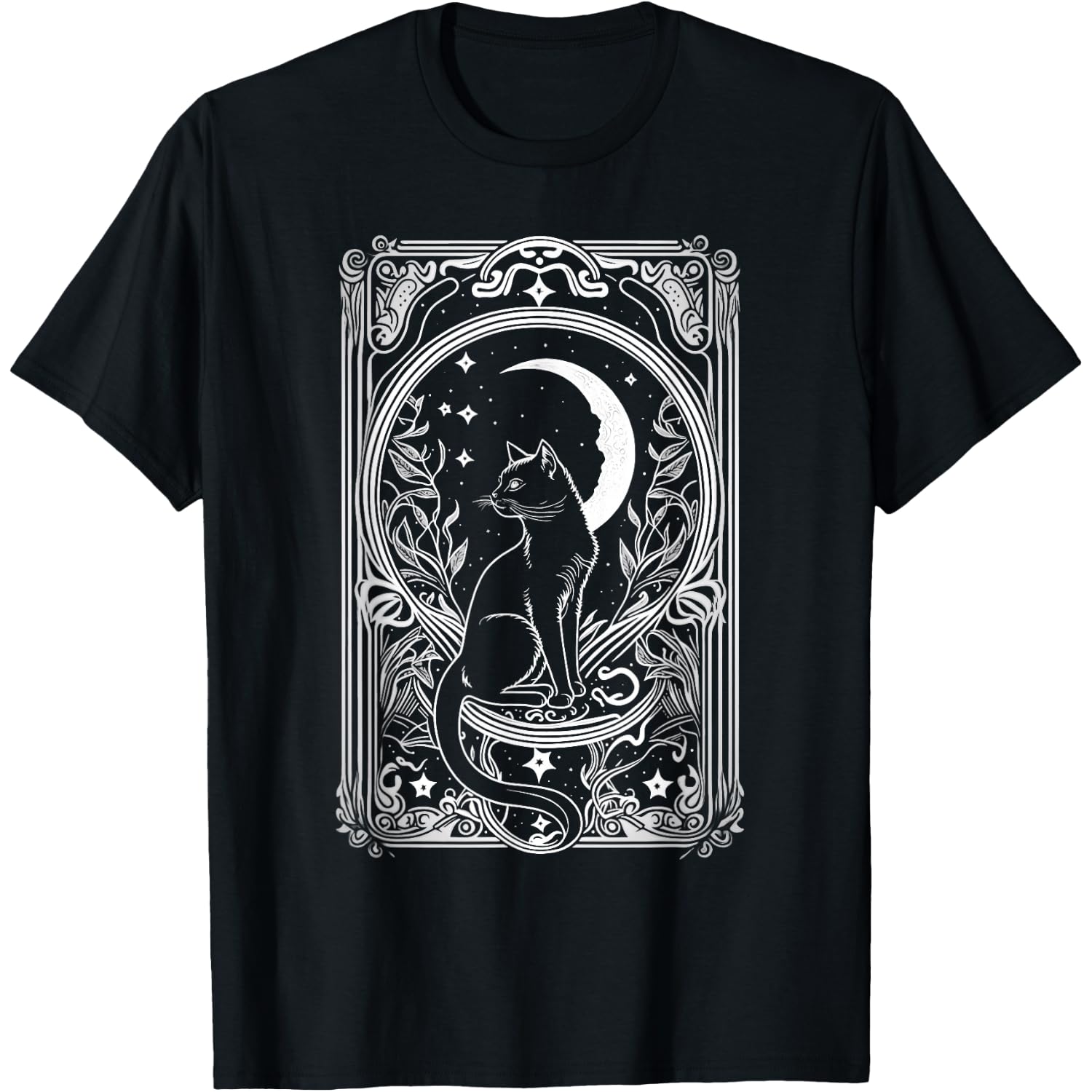 Cute Cat Lover, Moon Tarot Card, Cat Tarot Card Crescet Moon T-Shirt