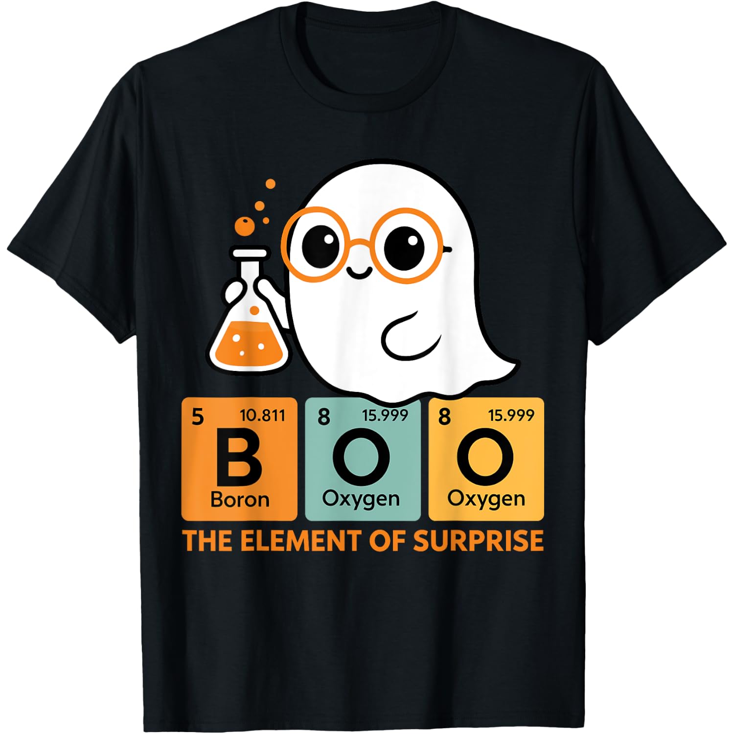 Cute Chemistry Boo The Element of Surprise Chemist Halloween T-Shirt