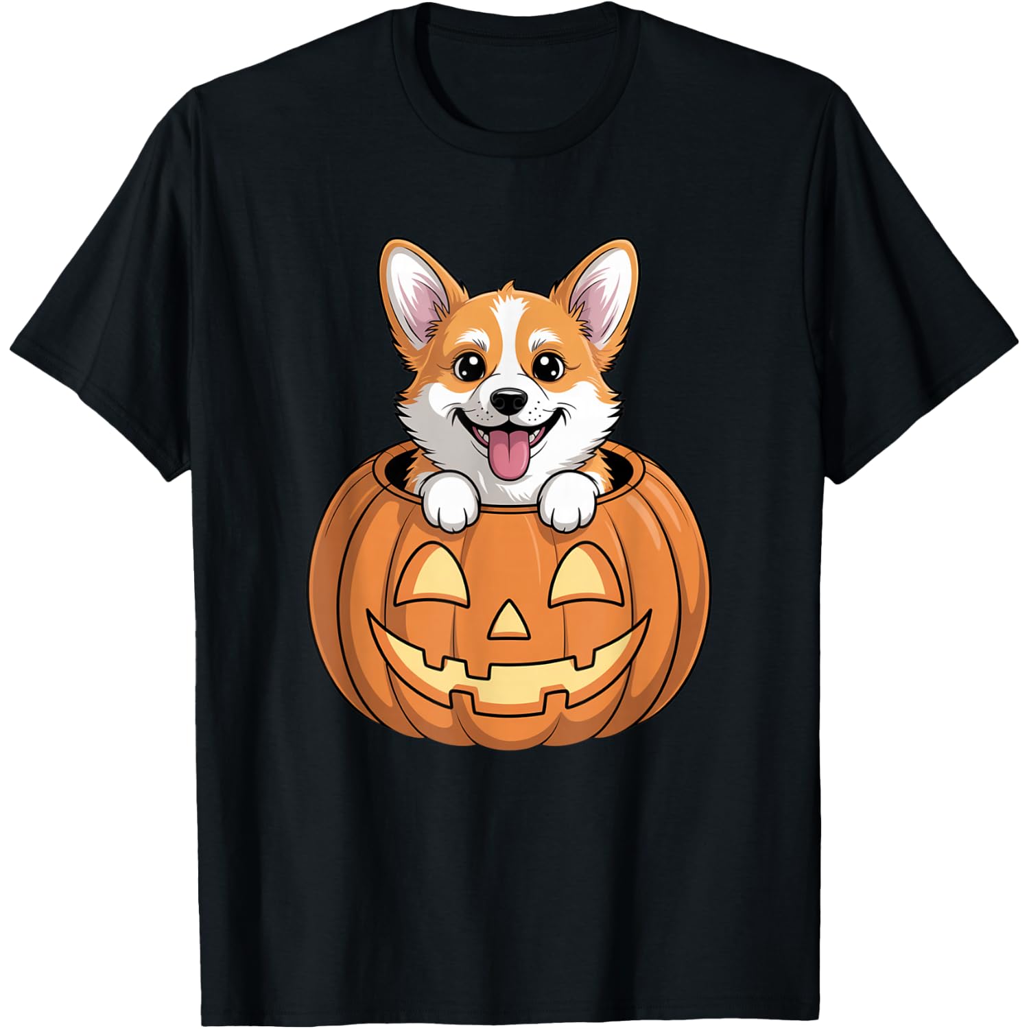 Cute Corgi in Pumpkin Funny Dog Halloween Art T-Shirt