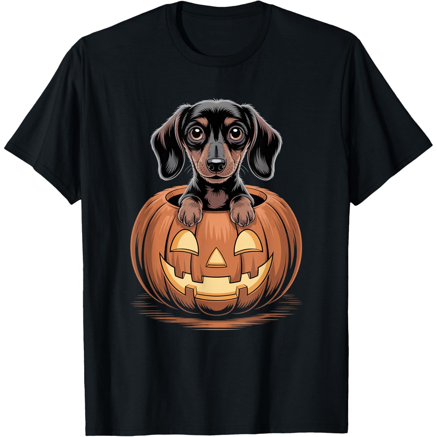 Cute Dachshund in Pumpkin Funny Wiener Dog Halloween T-Shirt
