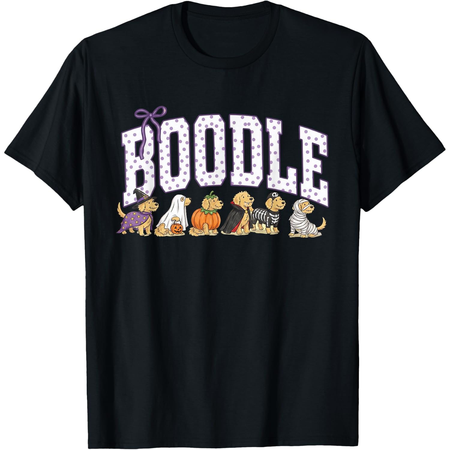 Cute Funny Boodle Monster Skeleton Doodle Dog Halloween T-Shirt