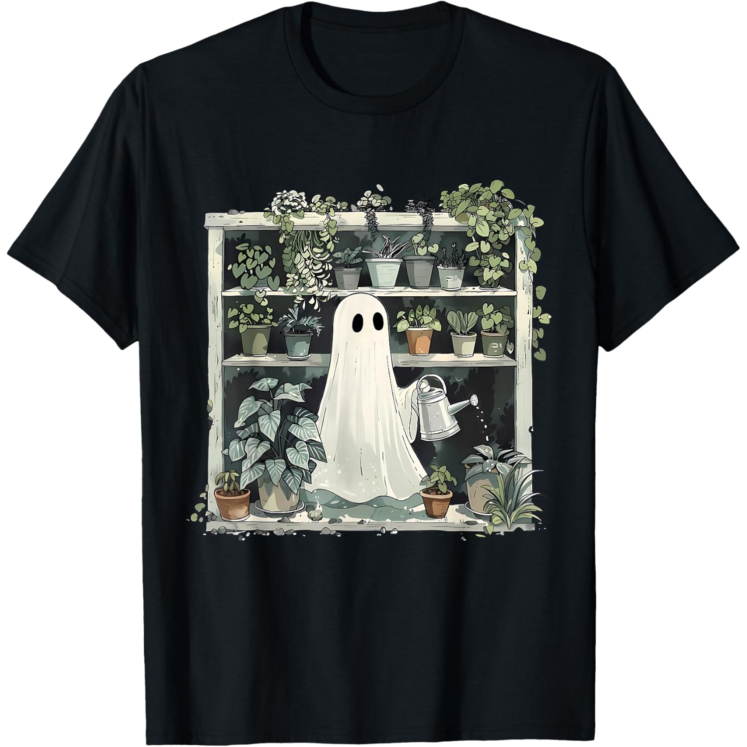 Cute Funny Ghost Boo Gardening Gardener Plants Halloween T-Shirt