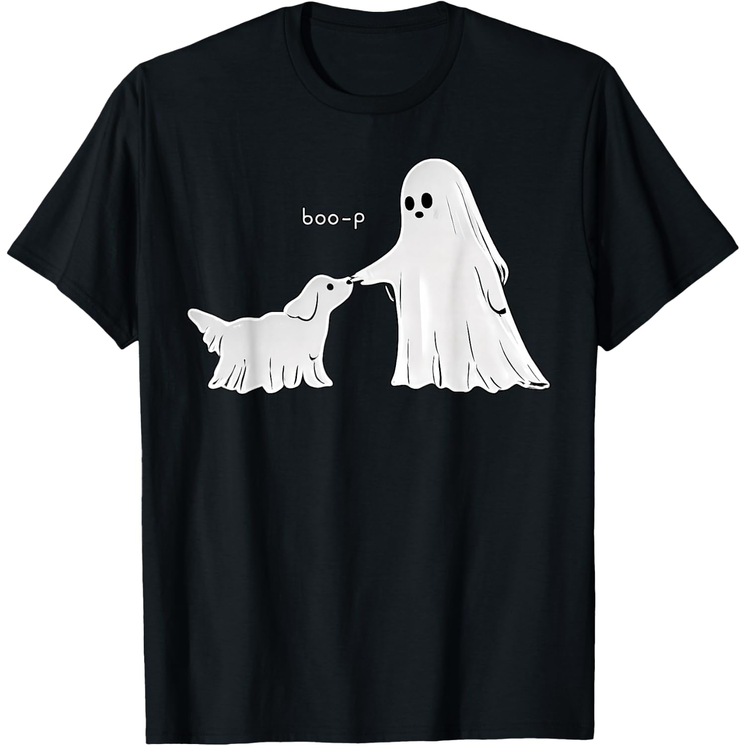 Cute Funny Goth Boojee Ghost Boo-p Dog Nose Spooky Halloween T-Shirt