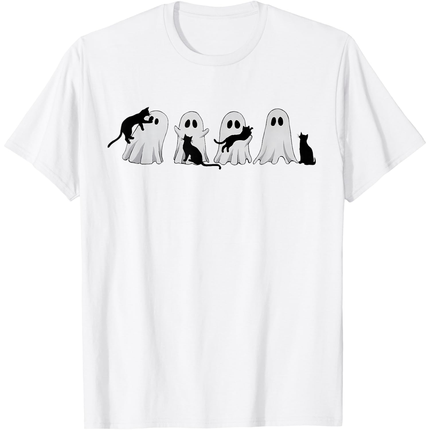 Cute Ghost Cat Halloween Outfit Costumes Cat Lover Spooky T-Shirt