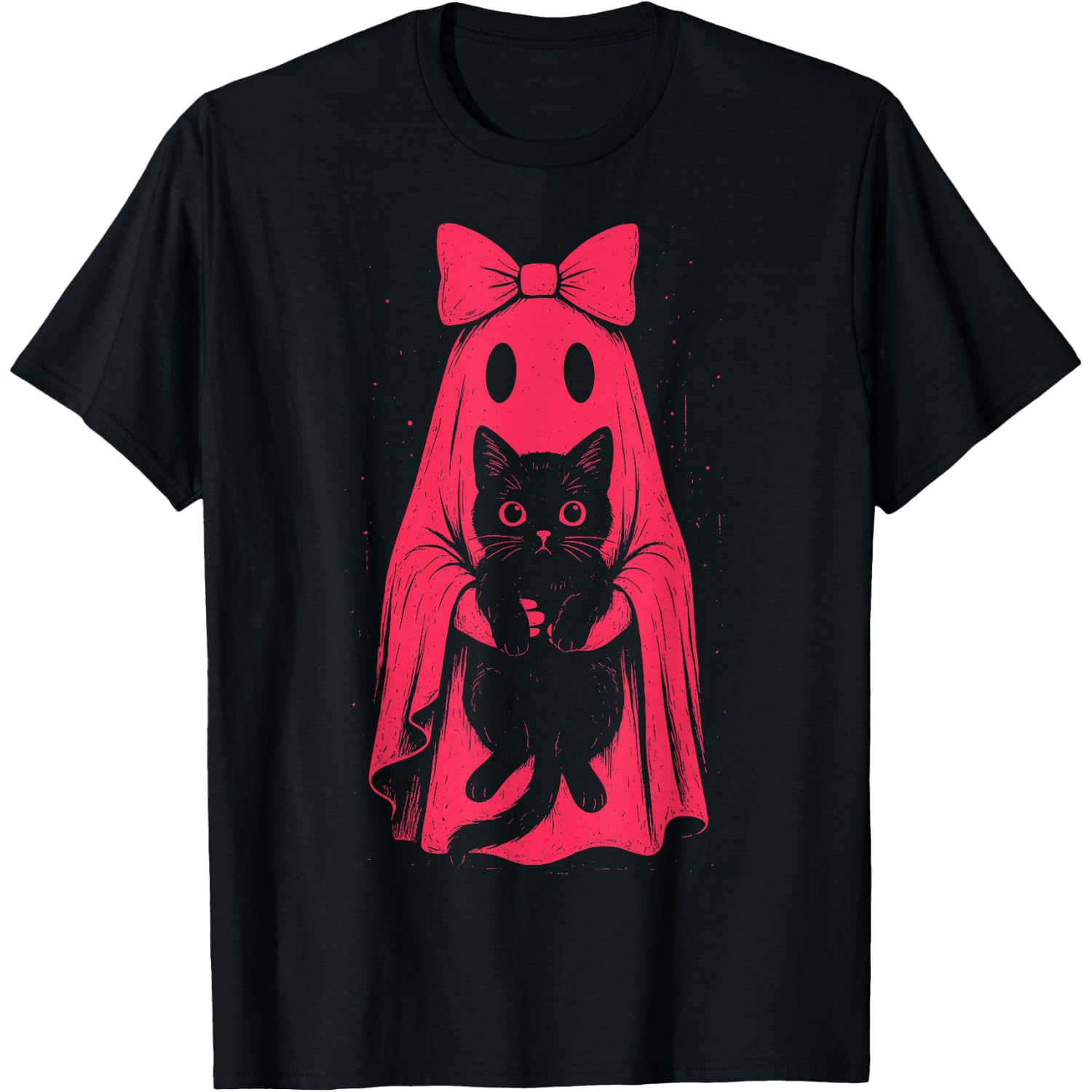 Cute Ghost Girl Holding Cat Pastel Goth Kawaii Halloween T-Shirt
