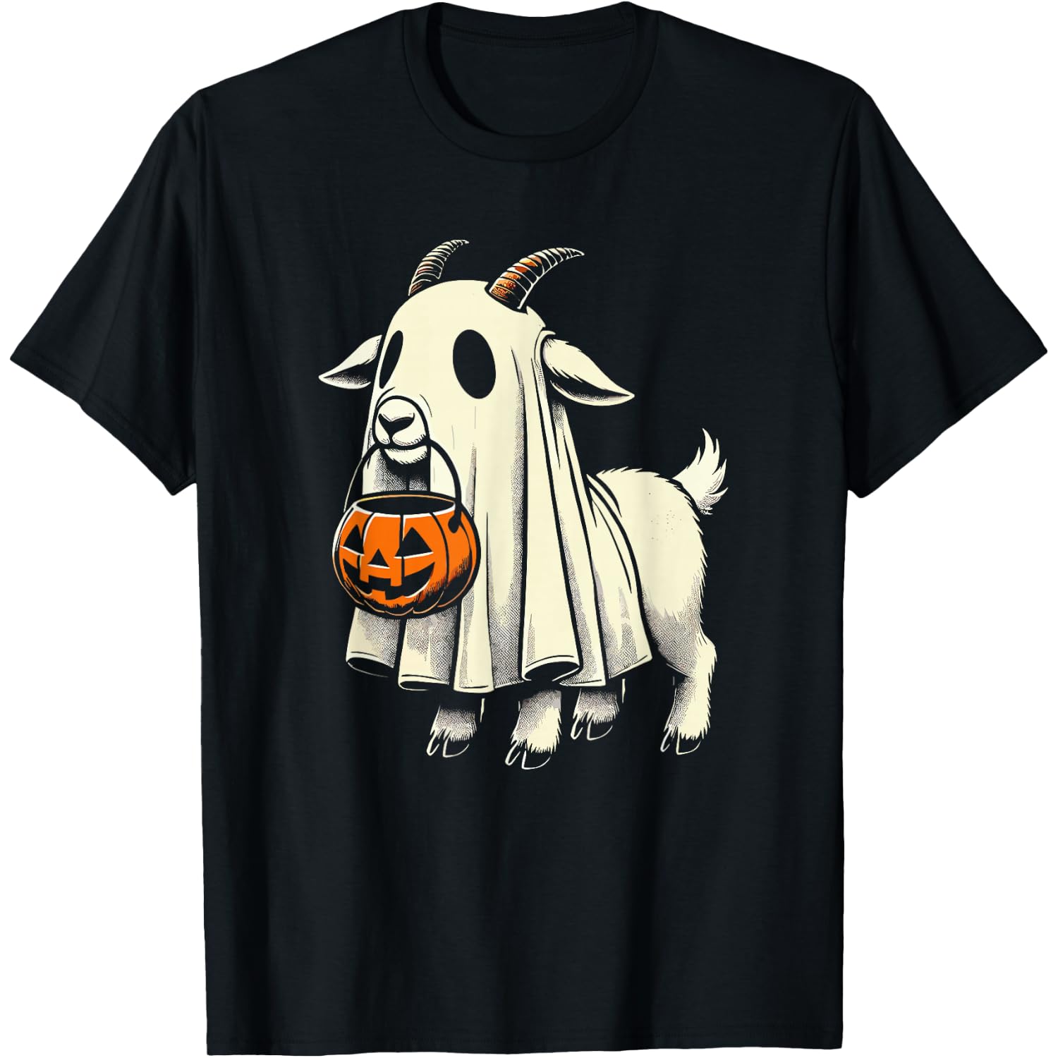 Cute Goat Ghost Pun Meme Trick or Treat Funny Halloween T-Shirt