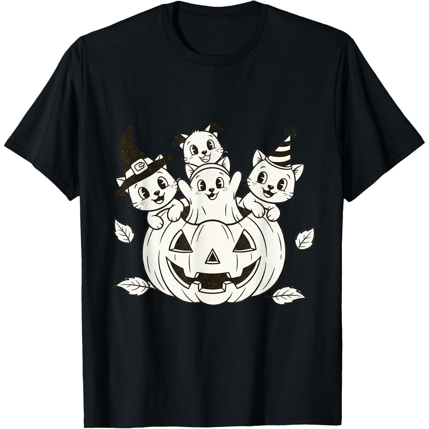 Cute Halloween Cats in Pumpkin Vintage Design T-Shirt