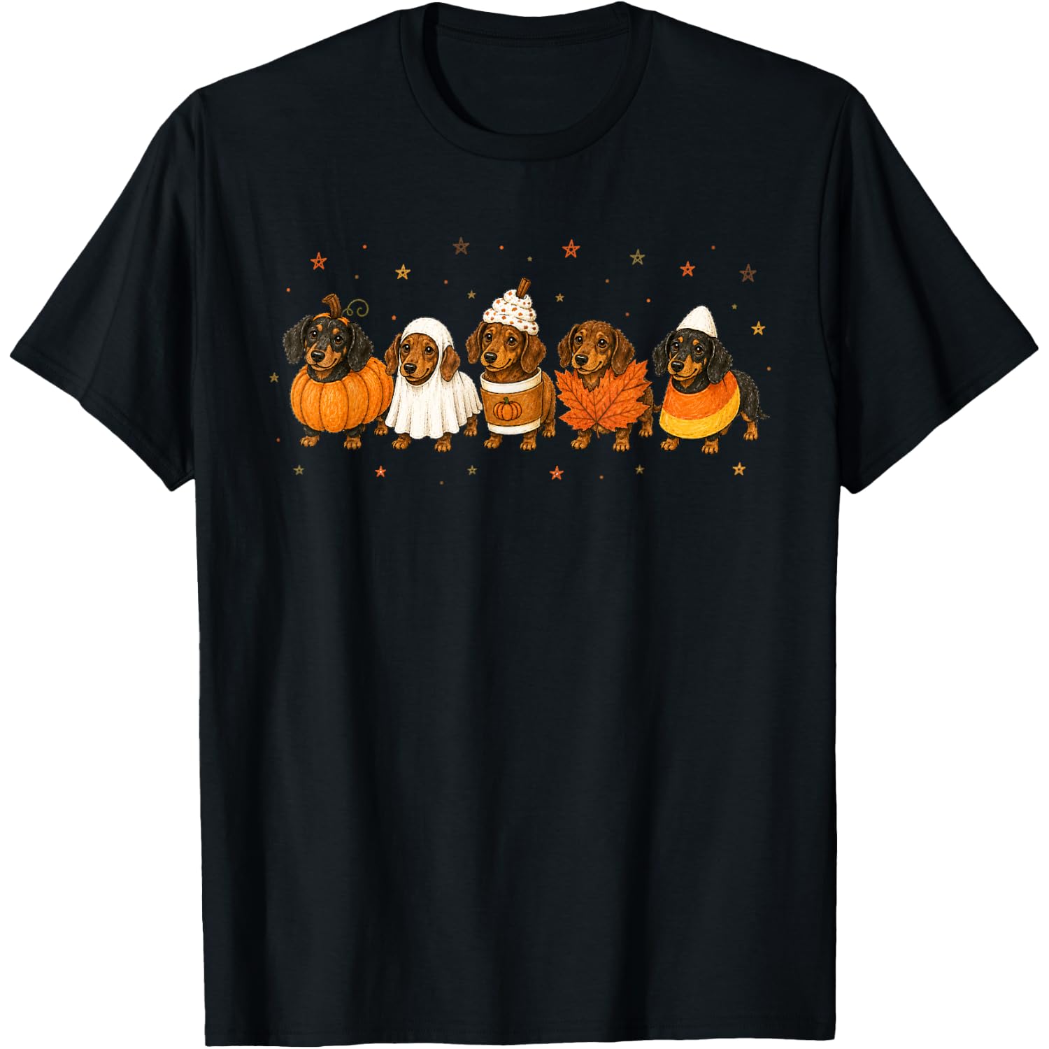 Cute Halloween Dachshund Ghost Coffee Fall Autumn Wiener Dog T-Shirt