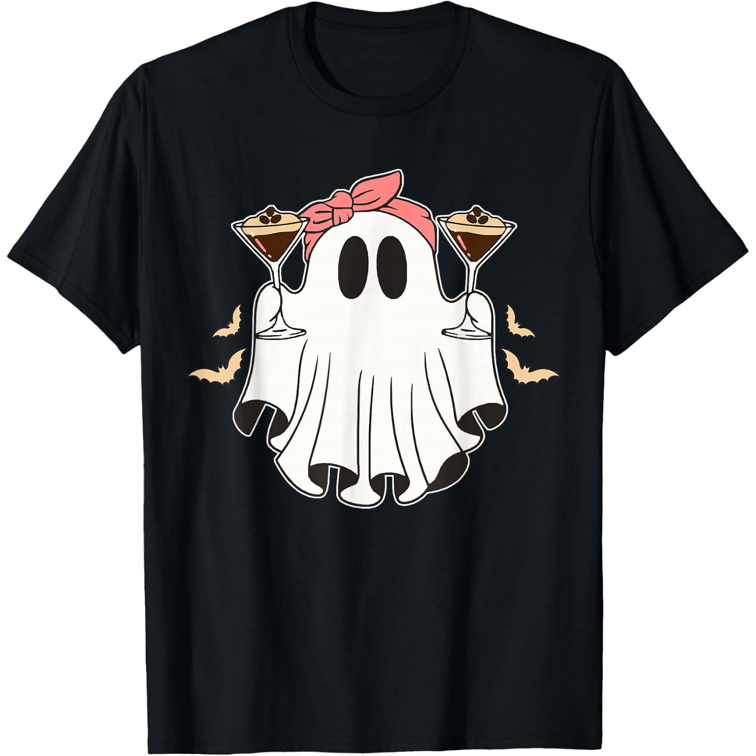 Cute Halloween Ghost Holding an Espresso Martini T-Shirt