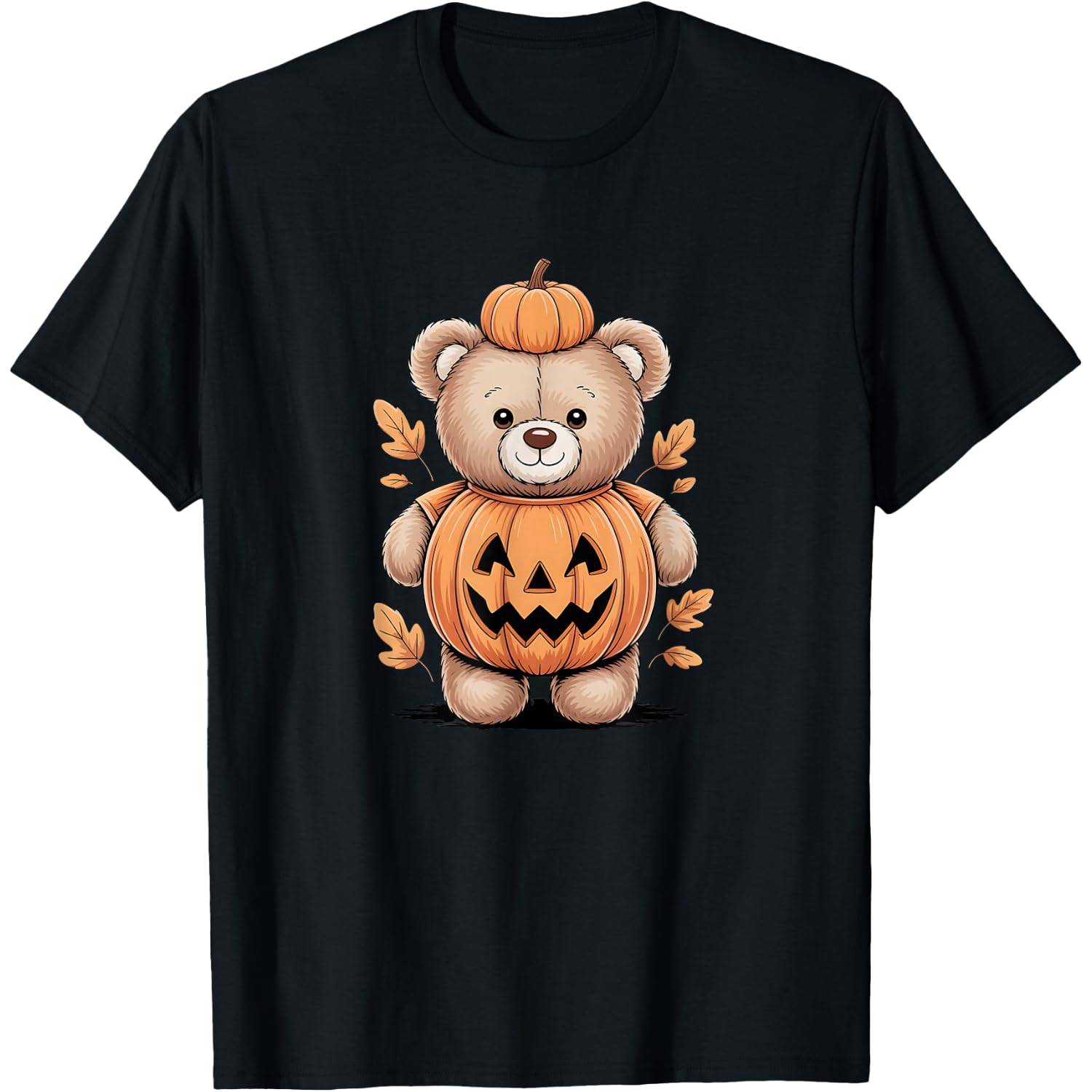 Cute Halloween Teddy Bear Pumpkin Costume Funny T-Shirt