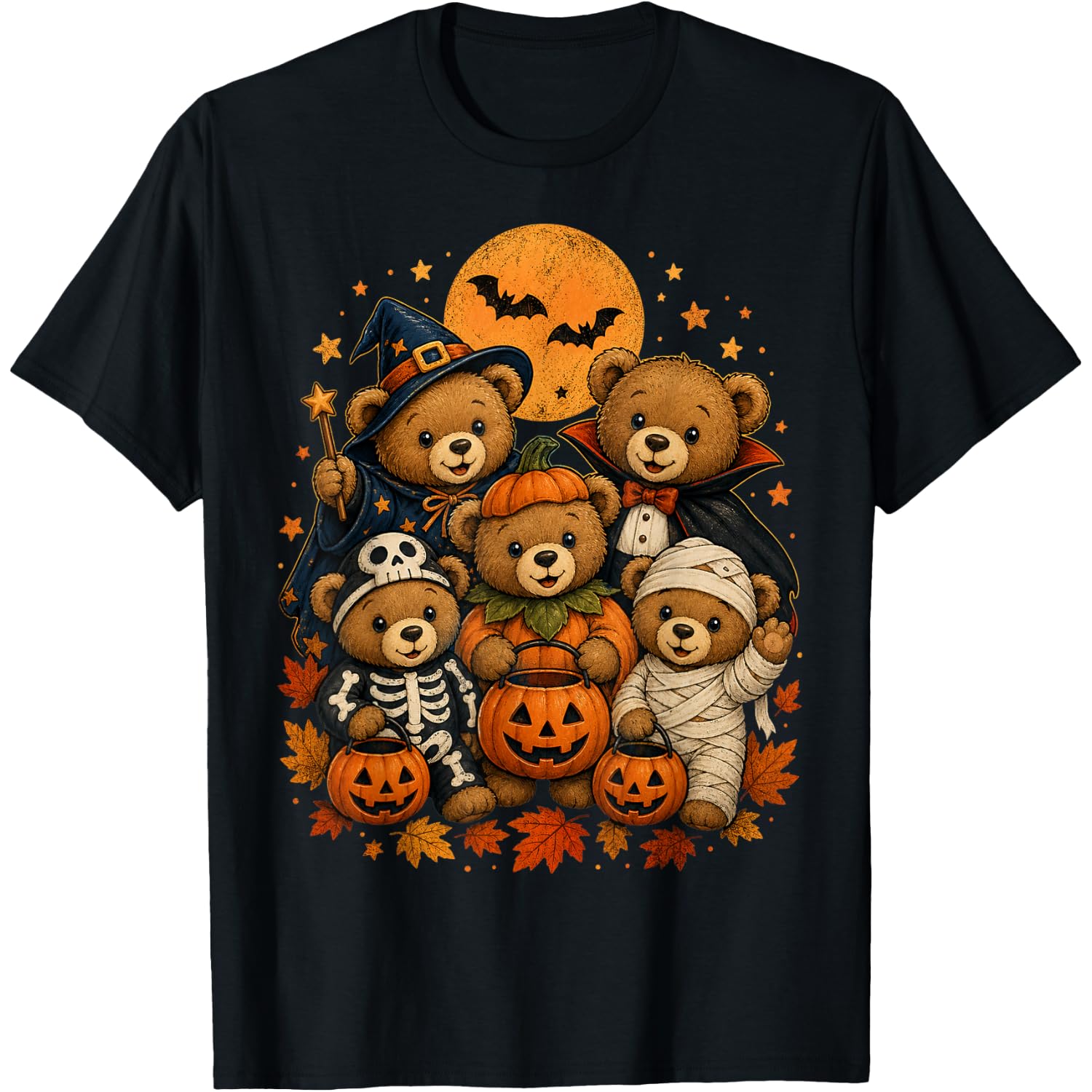 Cute Halloween Teddy Bears Fall Retro Halloween T-Shirt