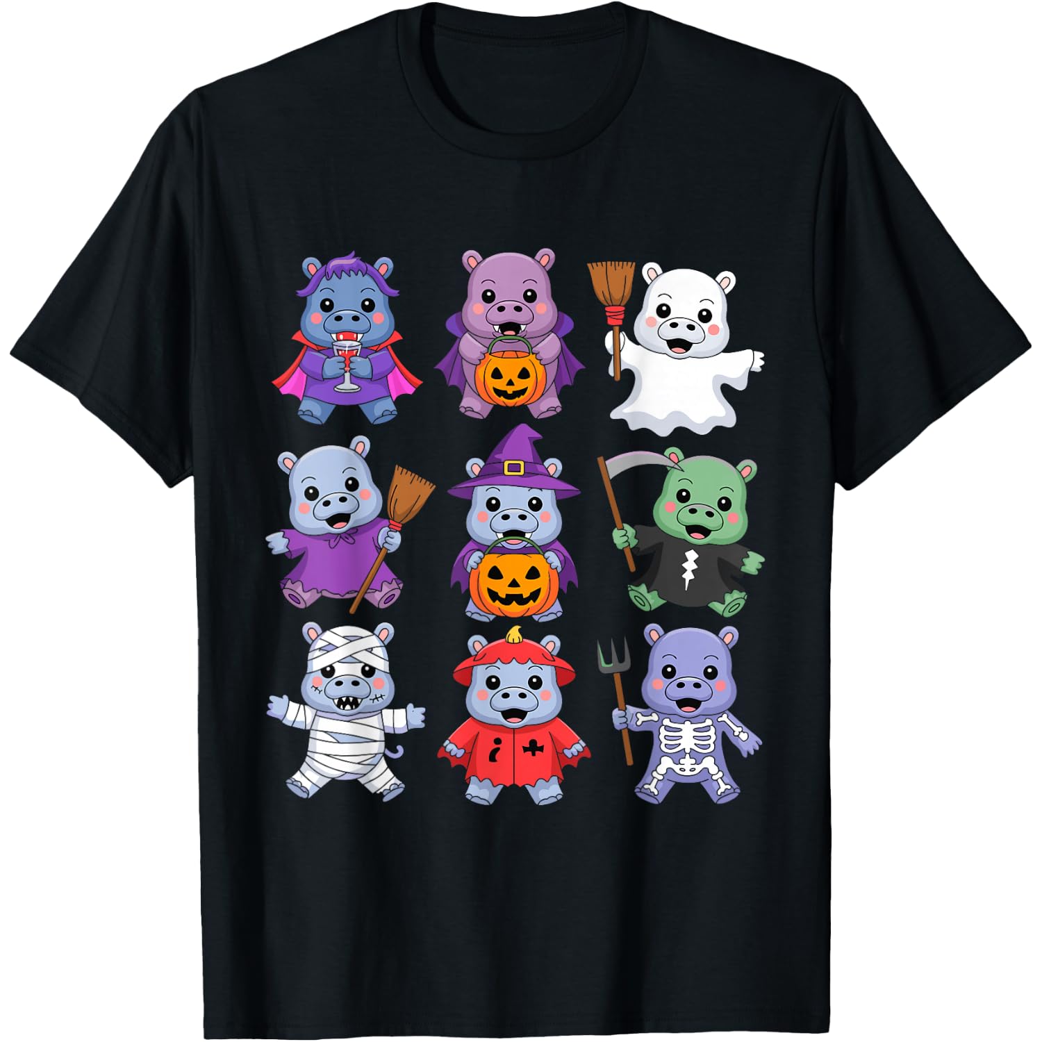 Cute Hippo Halloween Characters for Kids Boys Girls Costume T-Shirt