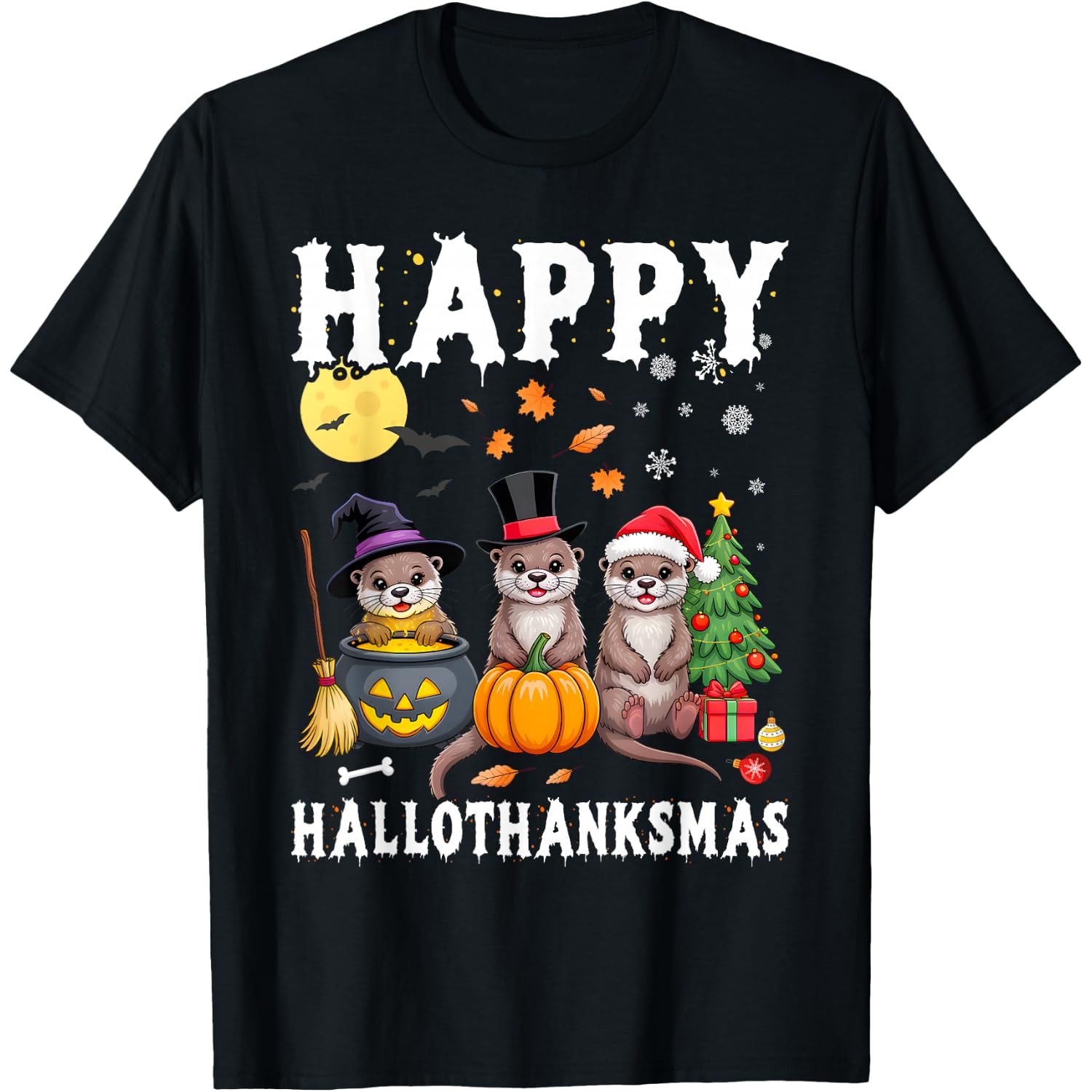 Cute Otter Halloween Christmas Happy T-Shirt