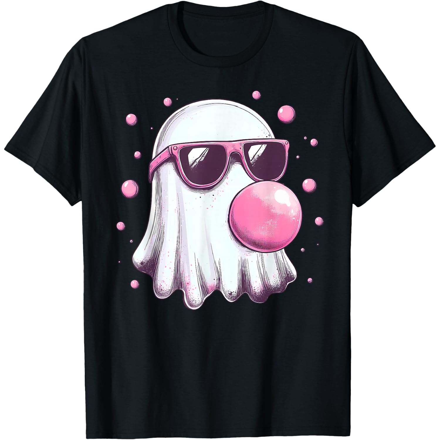 Cute Pink Ghost Bubble Gum Halloween Costume Women Kids T-Shirt