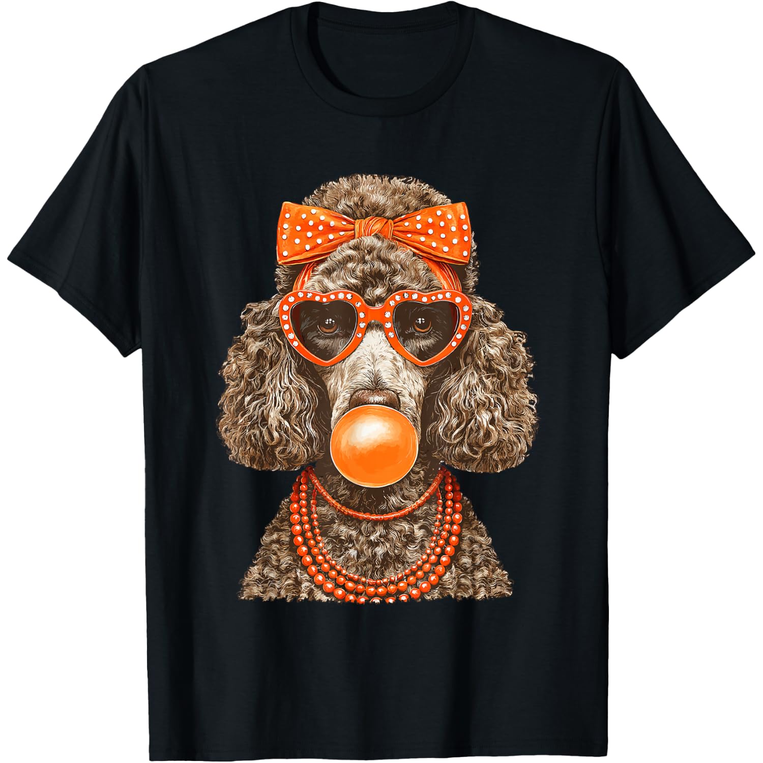 Cute Poodle with Sunglasses Bubblegum Coquette Dog Halloween T-Shirt