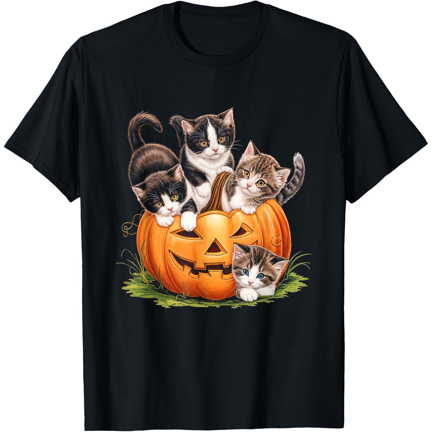 Cute Pumpkin Halloween Cat Lover Fall T-Shirt