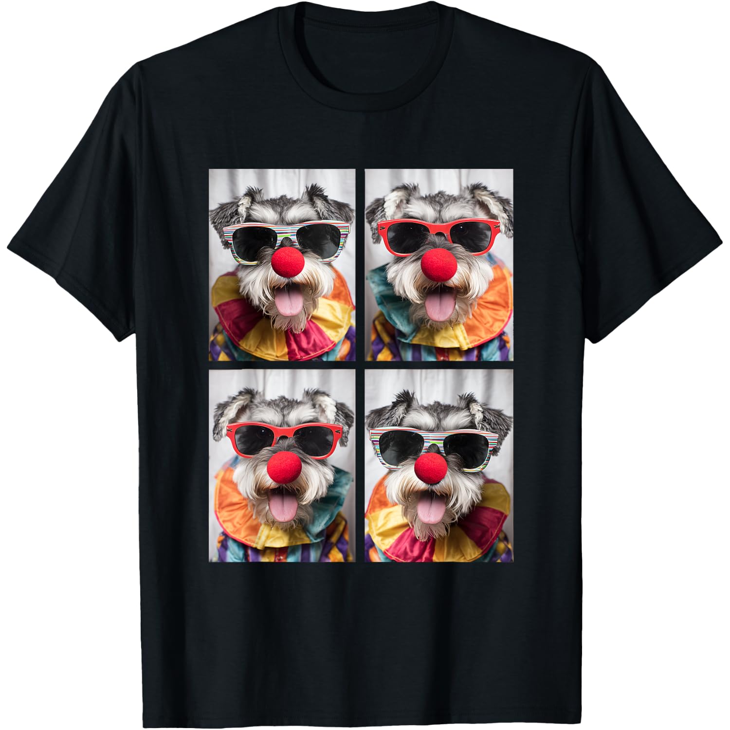 Cute Schnauzers with Sunglasses Clown Dogs Kidcore Halloween T-Shirt