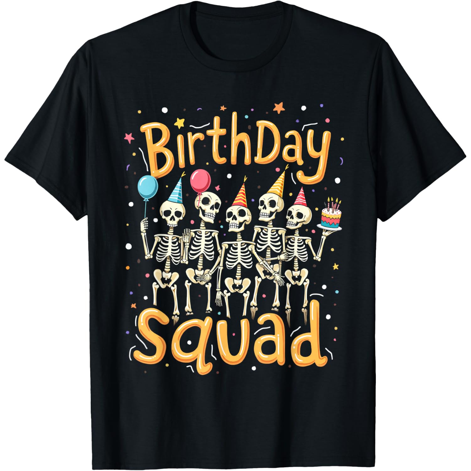 Cute Skeleton Birthday Squad Party Crew Halloween T-Shirt