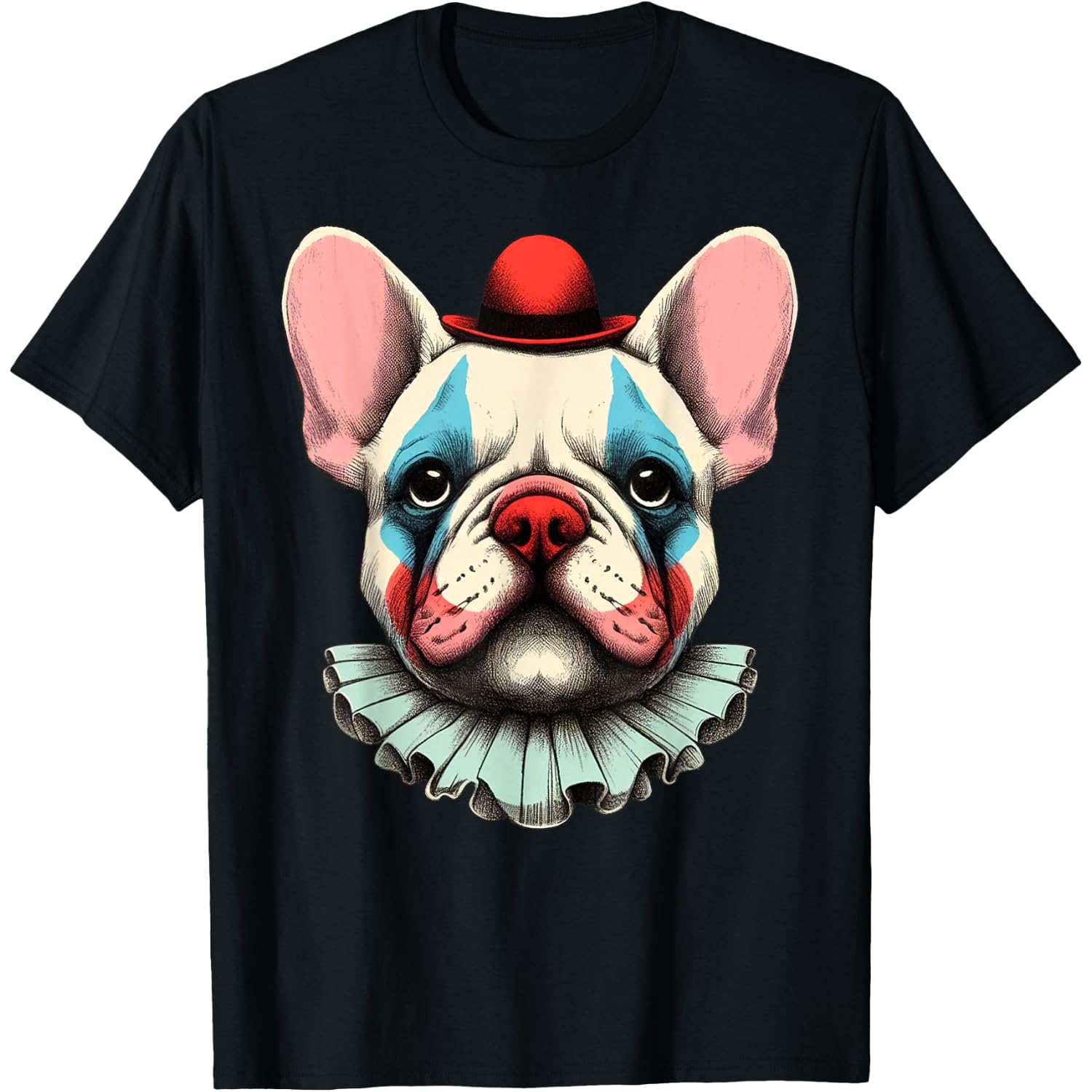 Cute Spooky French Bulldog Clown Halloween Funny Frenchie Men Women Kids T-Shirt