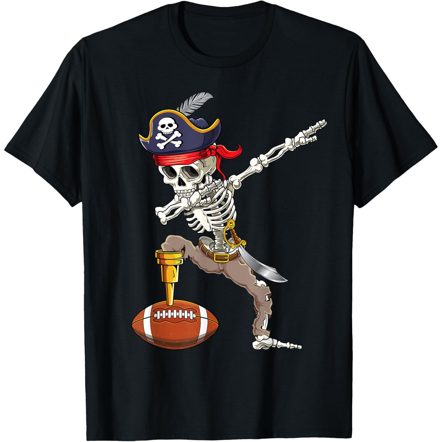 Dab Skeleton Shirt Dabbing Skeleton Pirate Football Shirt T-Shirt