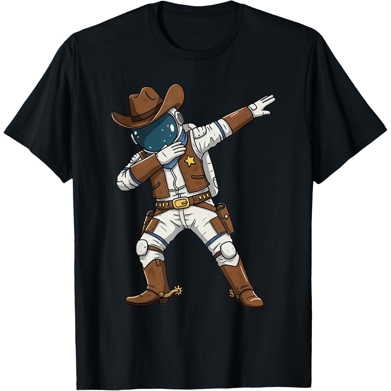 Dabbing Astronaut Cowboy Funny Space Western Halloween T-Shirt