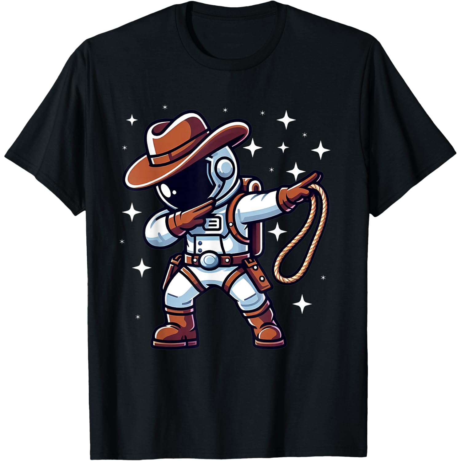 Dabbing Astronaut Cowboy Space Halloween Costume Men Kids T-Shirt