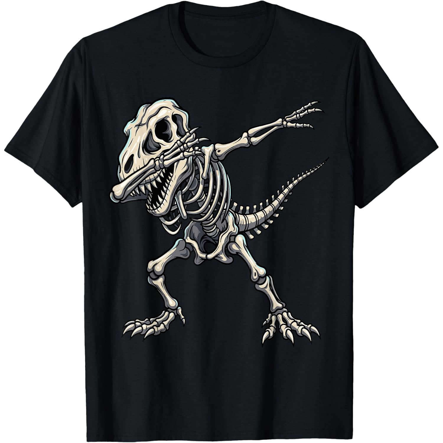 Dabbing Dinosaur Skeleton Funny Halloween T-Rex T-Shirt