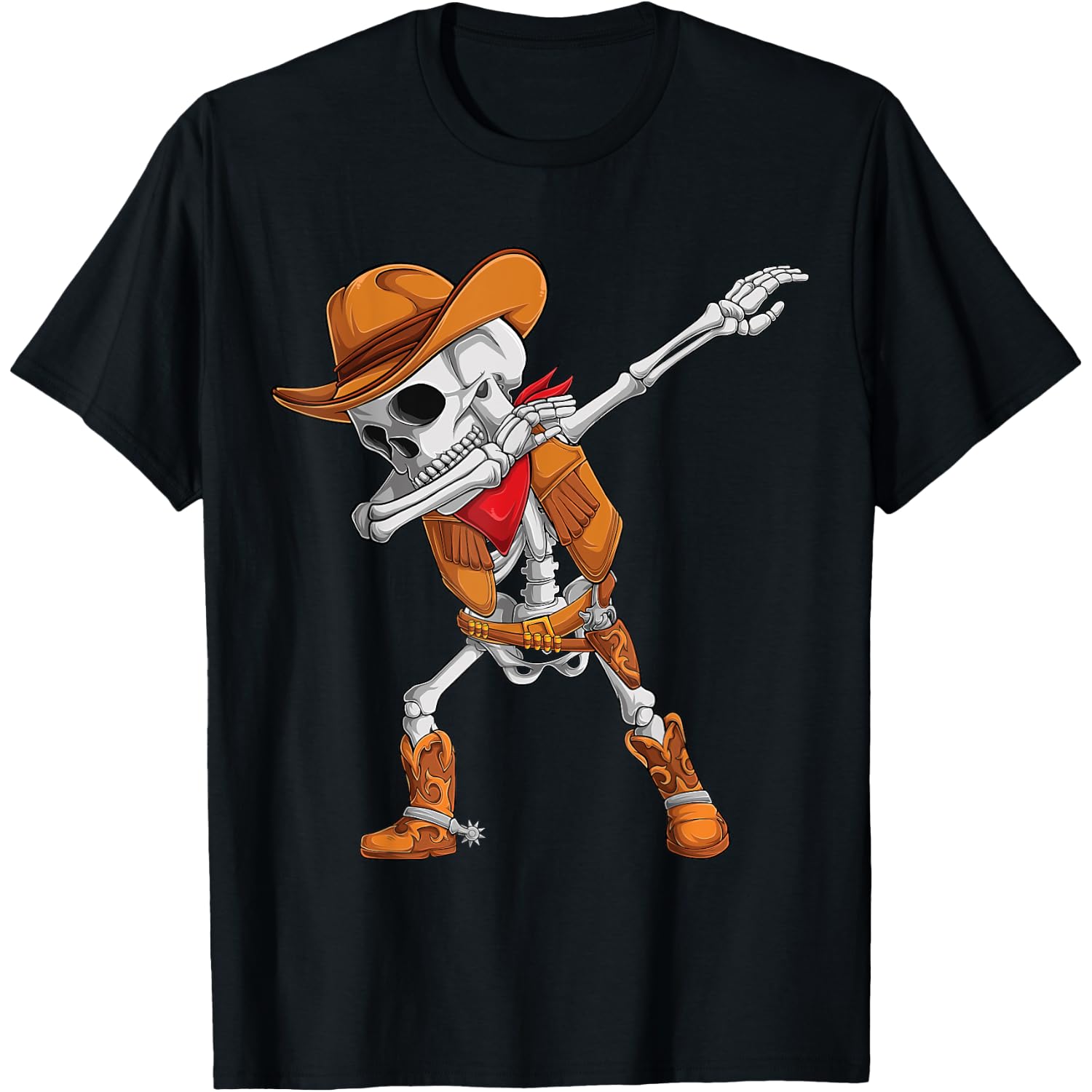 Dabbing Skeleton Cowboy Halloween Costume Kids Boys Men dab T-Shirt