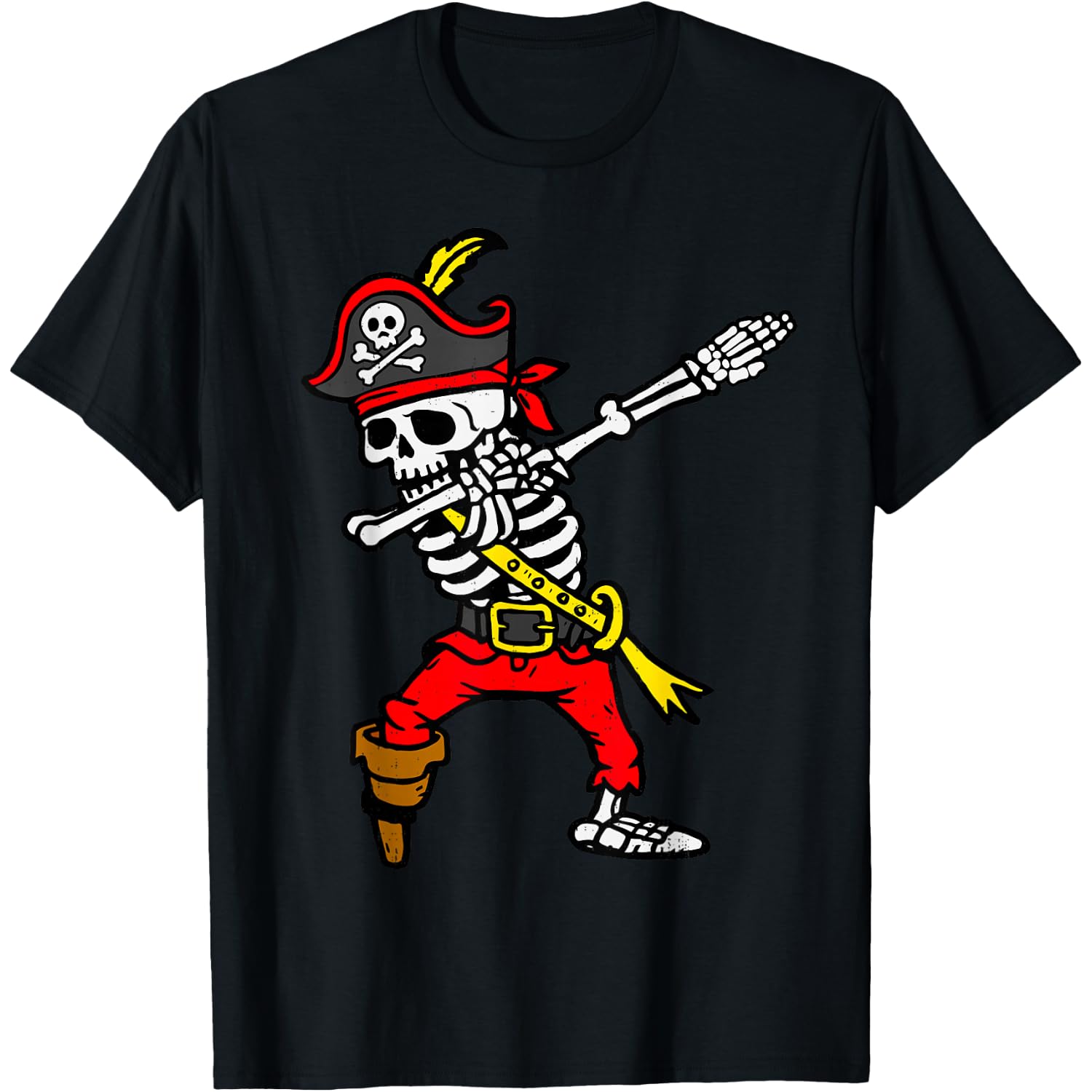 Dabbing Skeleton Pirate Halloween Dab Costume Boys Teen Kids T-Shirt
