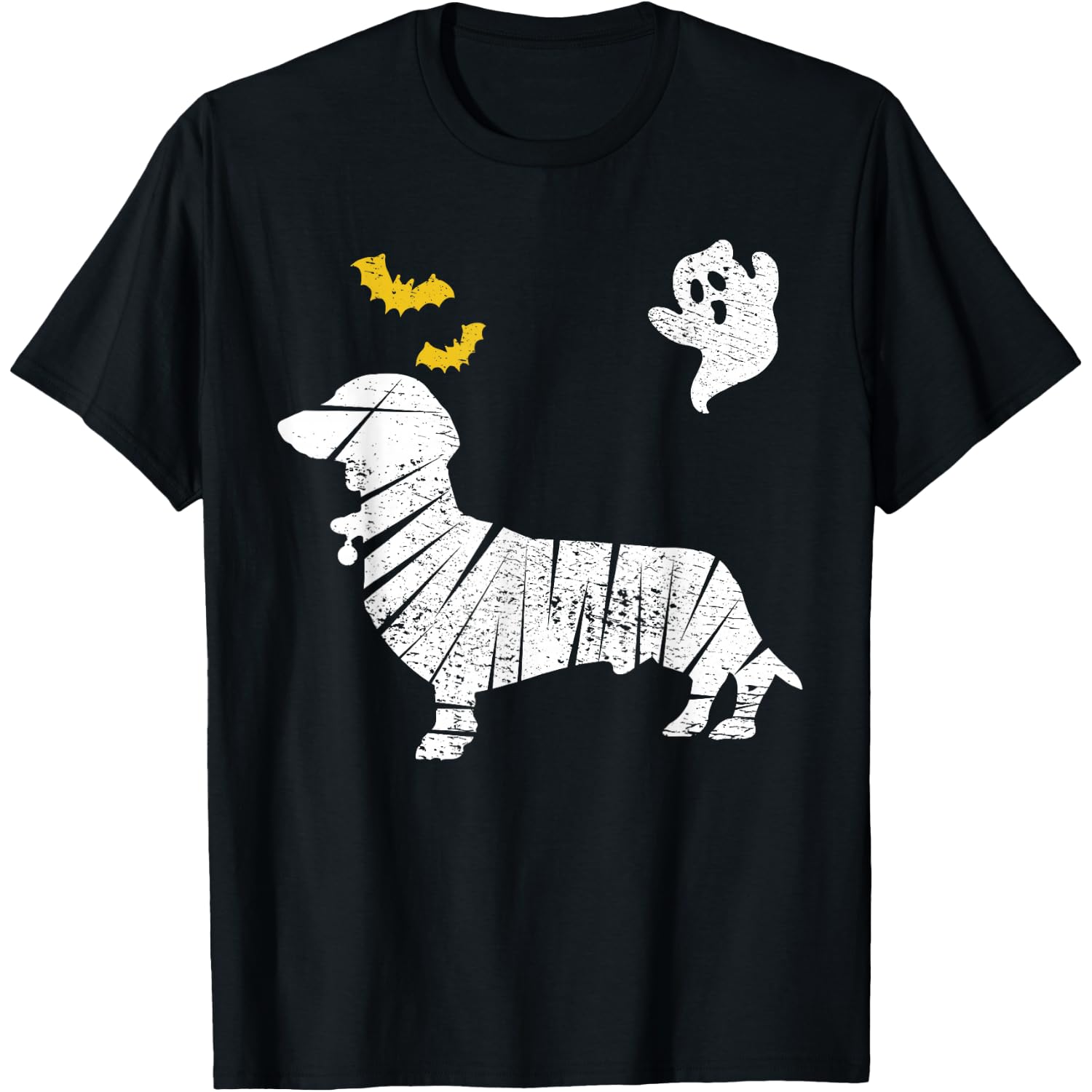 Dachshund Wiener Halloween Mummy Bat Ghost Vintage T-Shirt