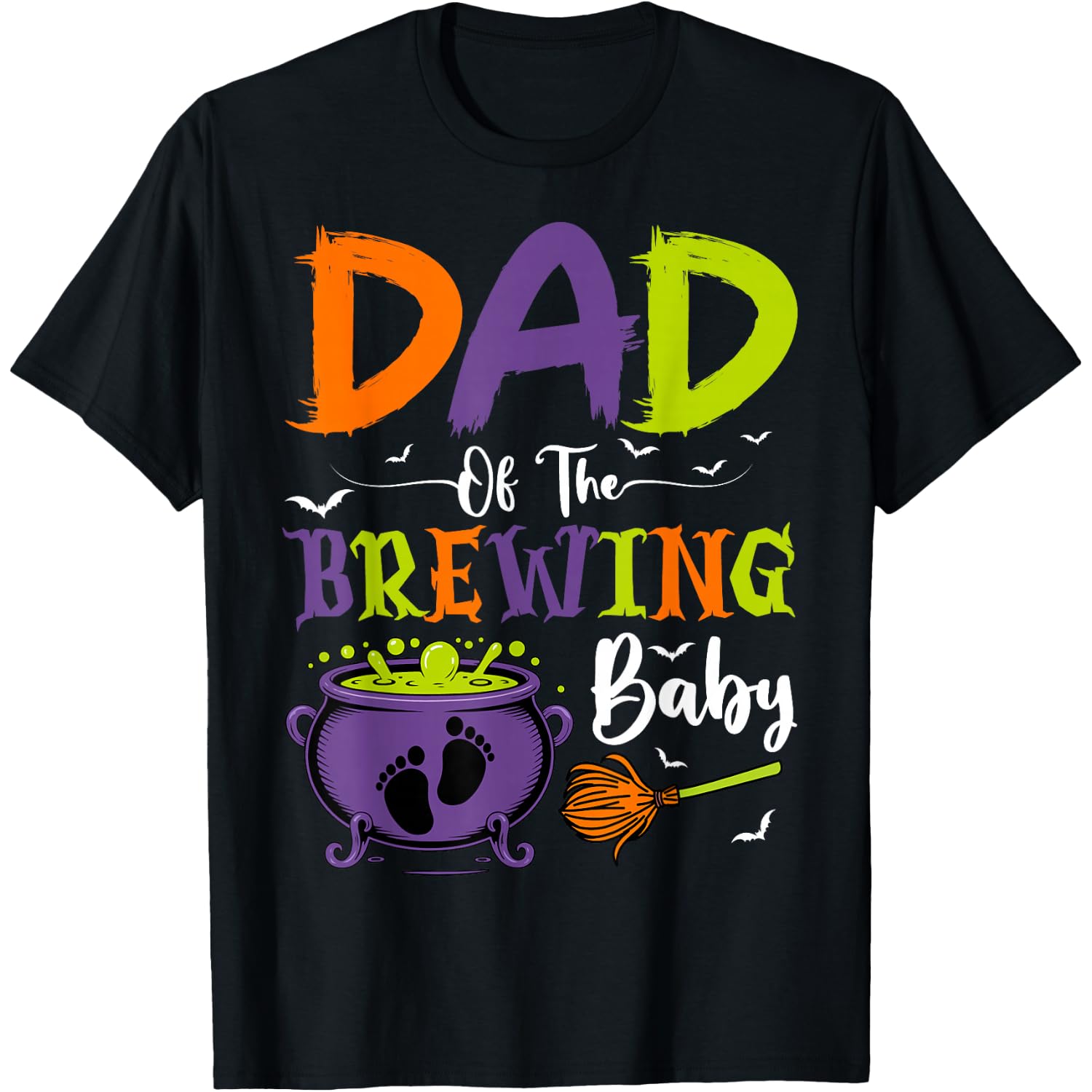Dad of The Brewing Baby Witch Baby Shower Halloween T-Shirt