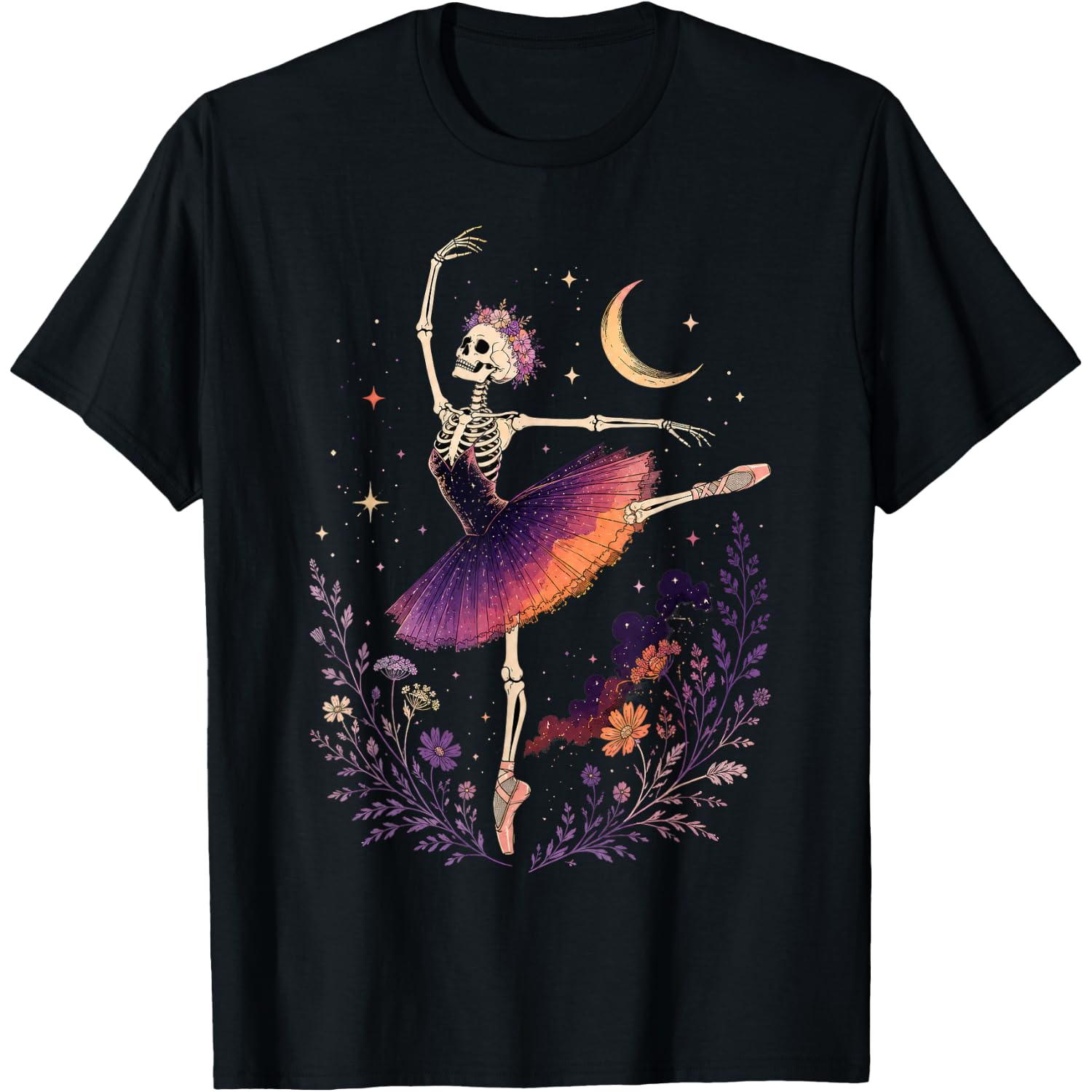 Dancing Skeleton Ballerina Ballet Dancer Halloween Women T-Shirt