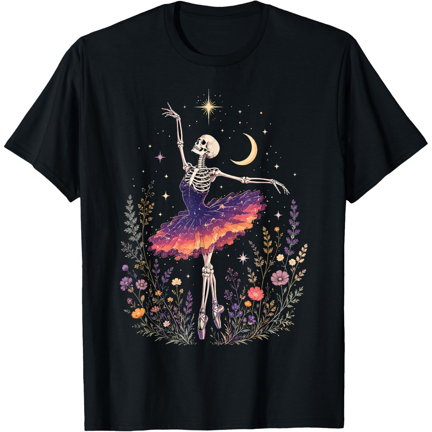 Dancing Skeleton Ballerina Ballet Dancer Halloween Women T-Shirt