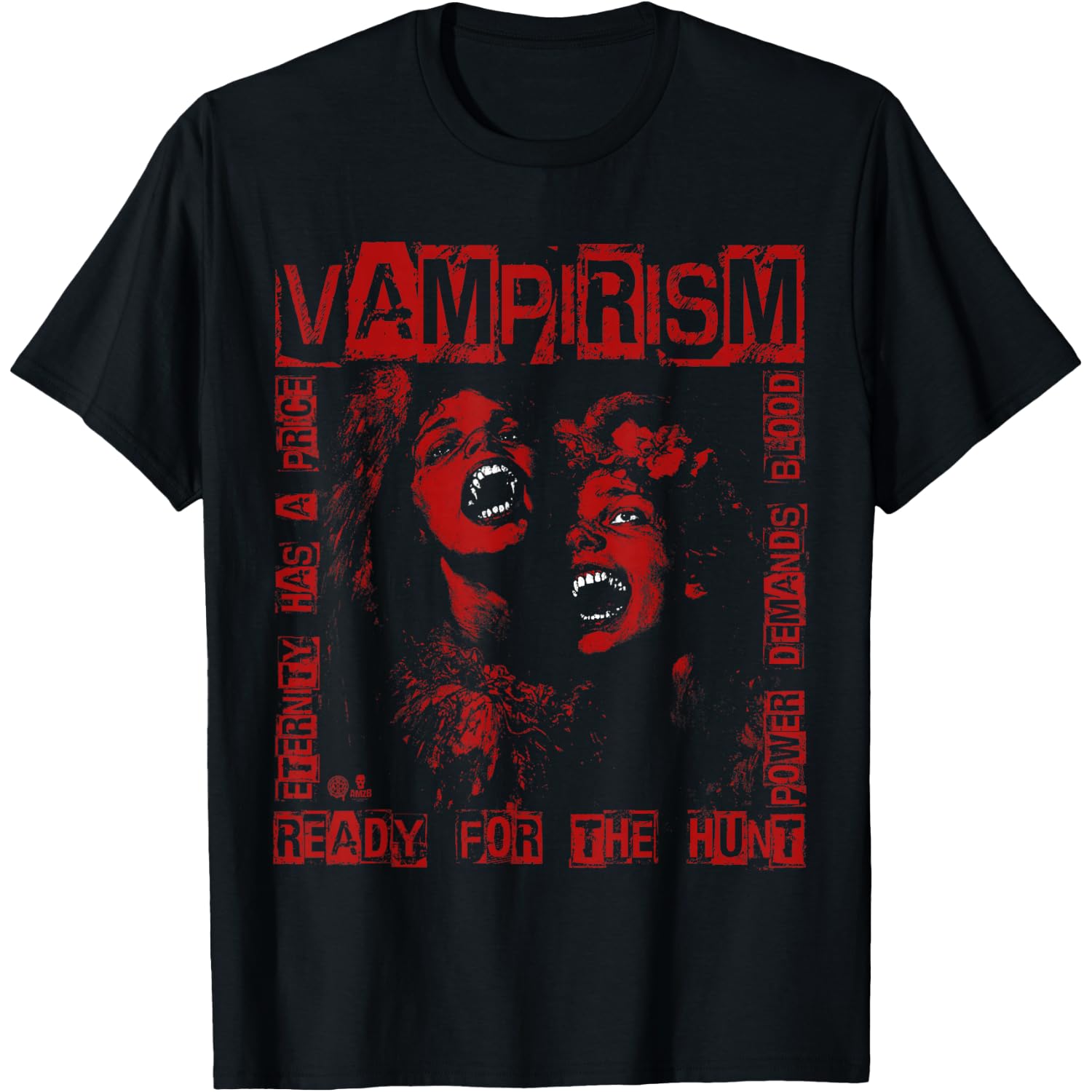Dark Gothic Black and Red Vampire Emo Y2K Grunge Punk Goth T-Shirt