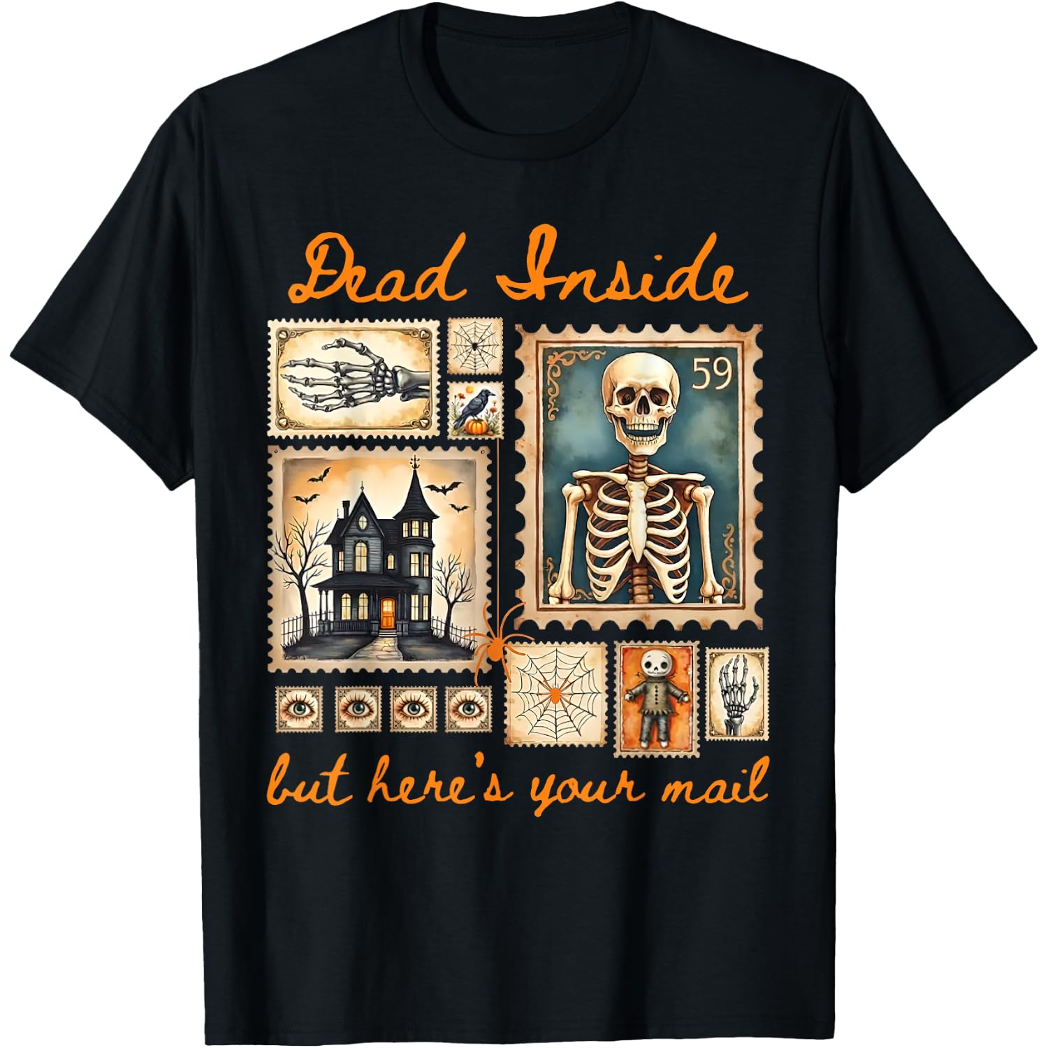 Dead Inside But Still Delivering Mail Postal Stamp Halloween T-Shirt