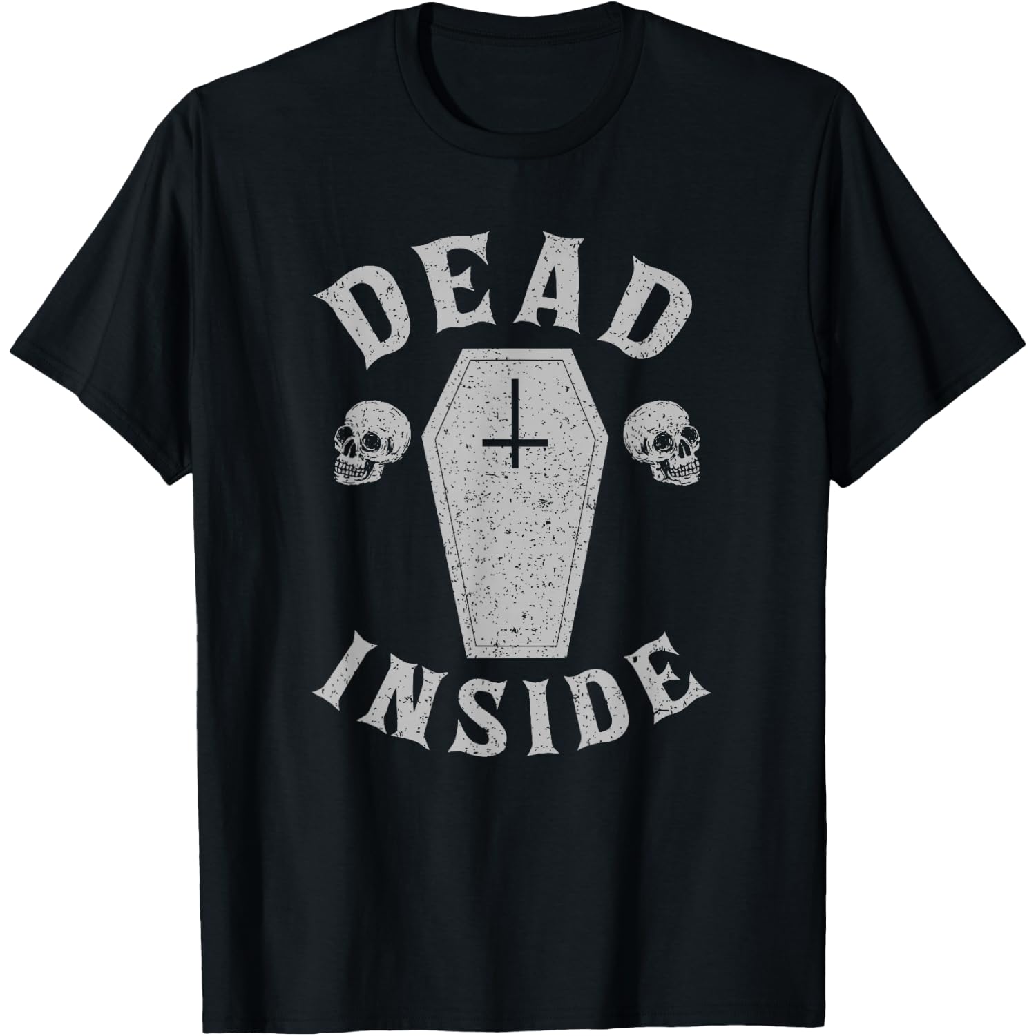 Dead Inside Coffin Cross Skull Halloween Funny T-Shirt