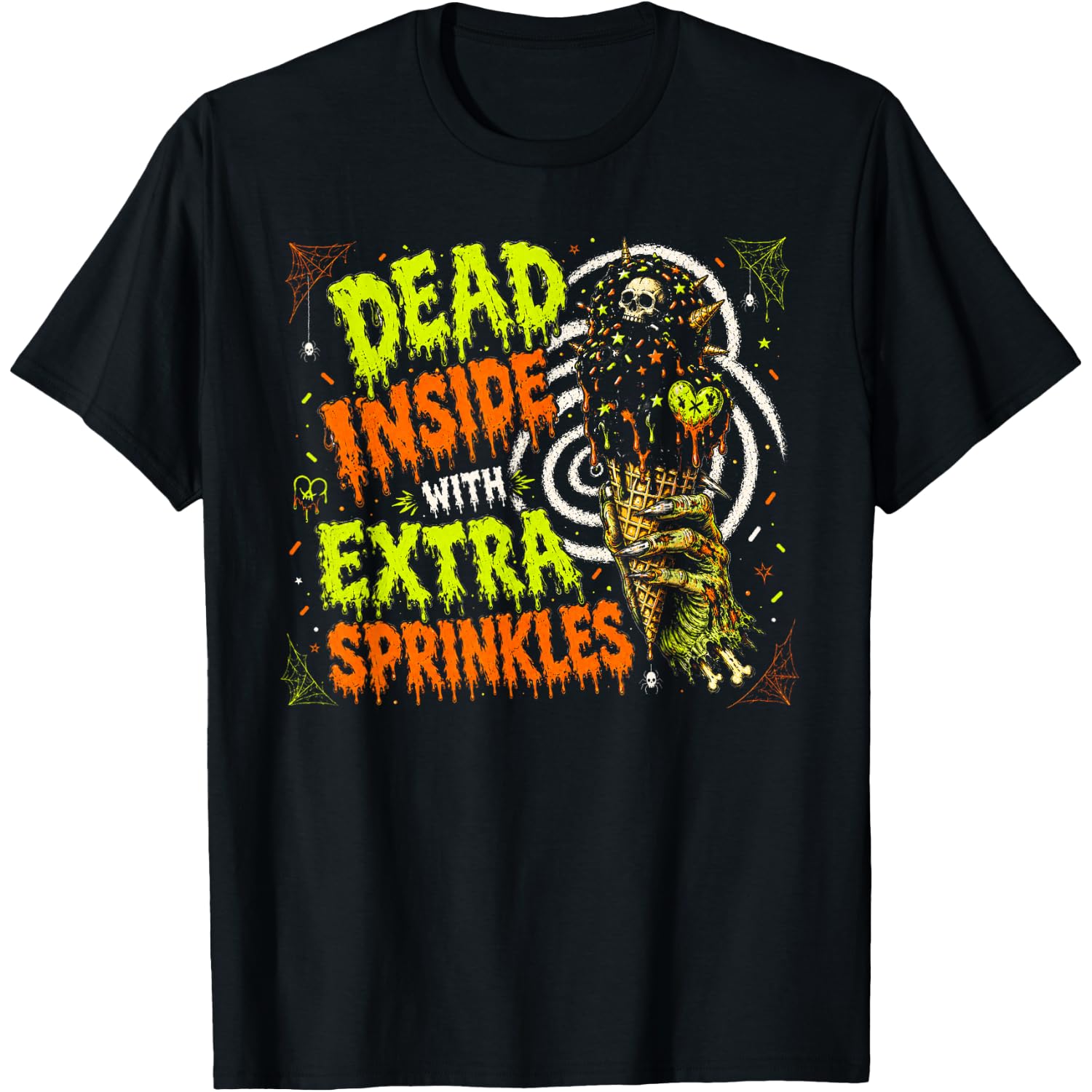 Dead Inside with Extra Sprinkles Funny Gothic Zombie T-Shirt