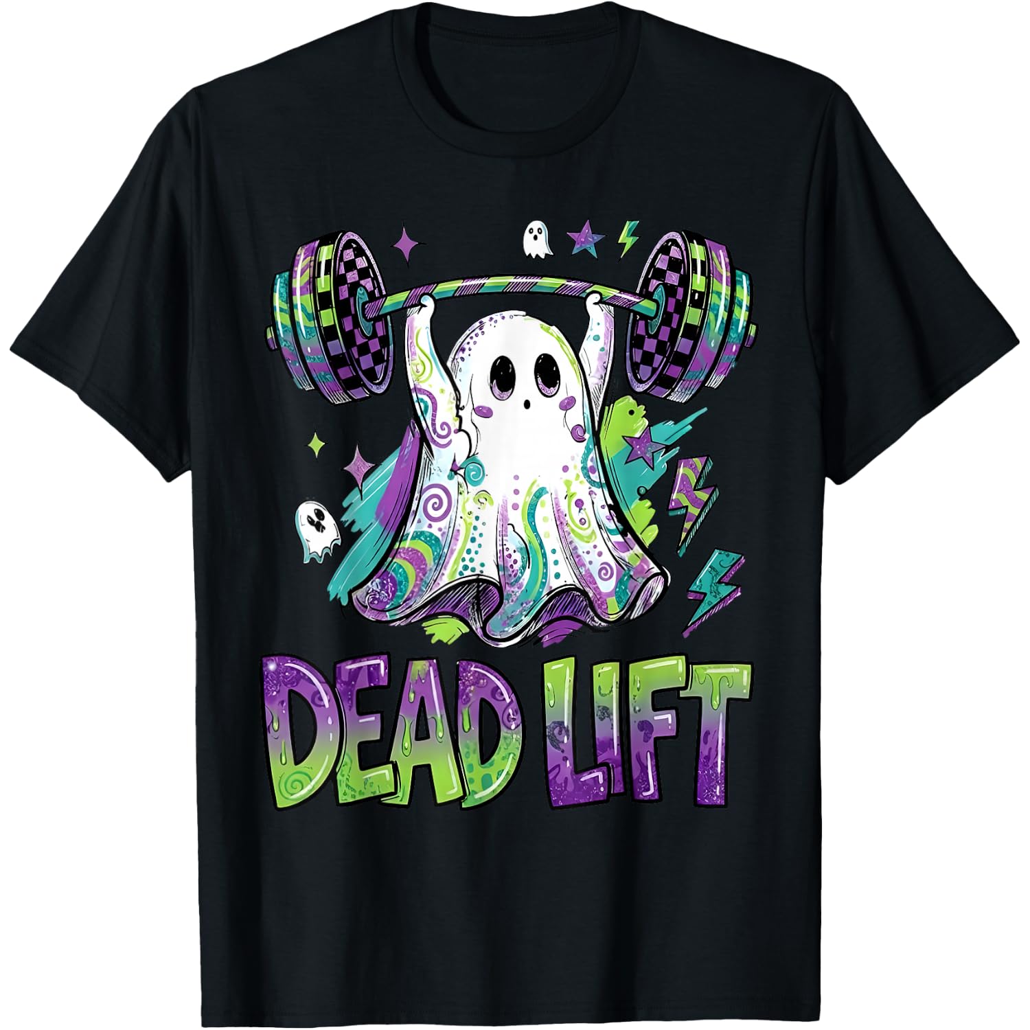 Deadlift Funny Ghost Weight Lifting Gym Workout Halloween T-Shirt