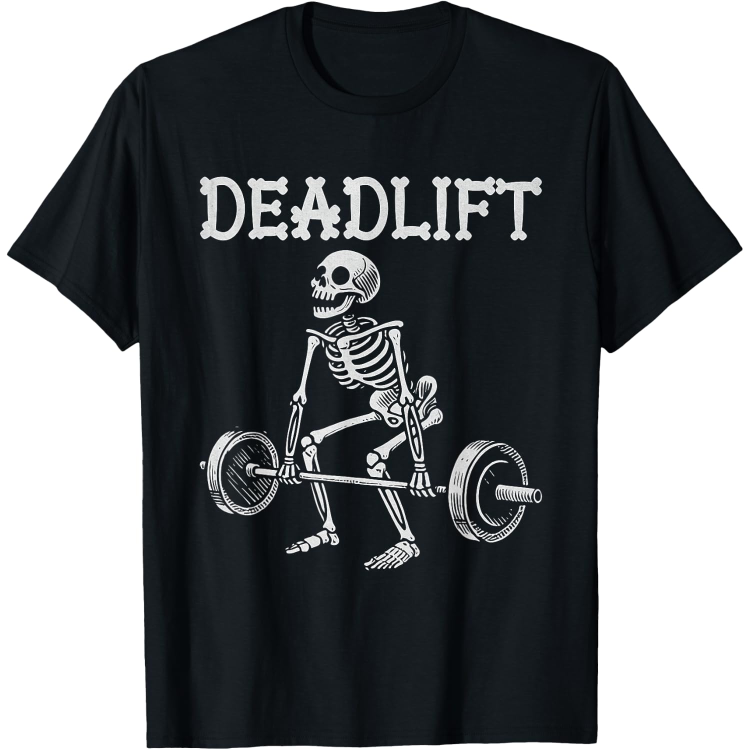 Deadlift Funny Halloween Skeleton Weight Lifting Workout T-Shirt
