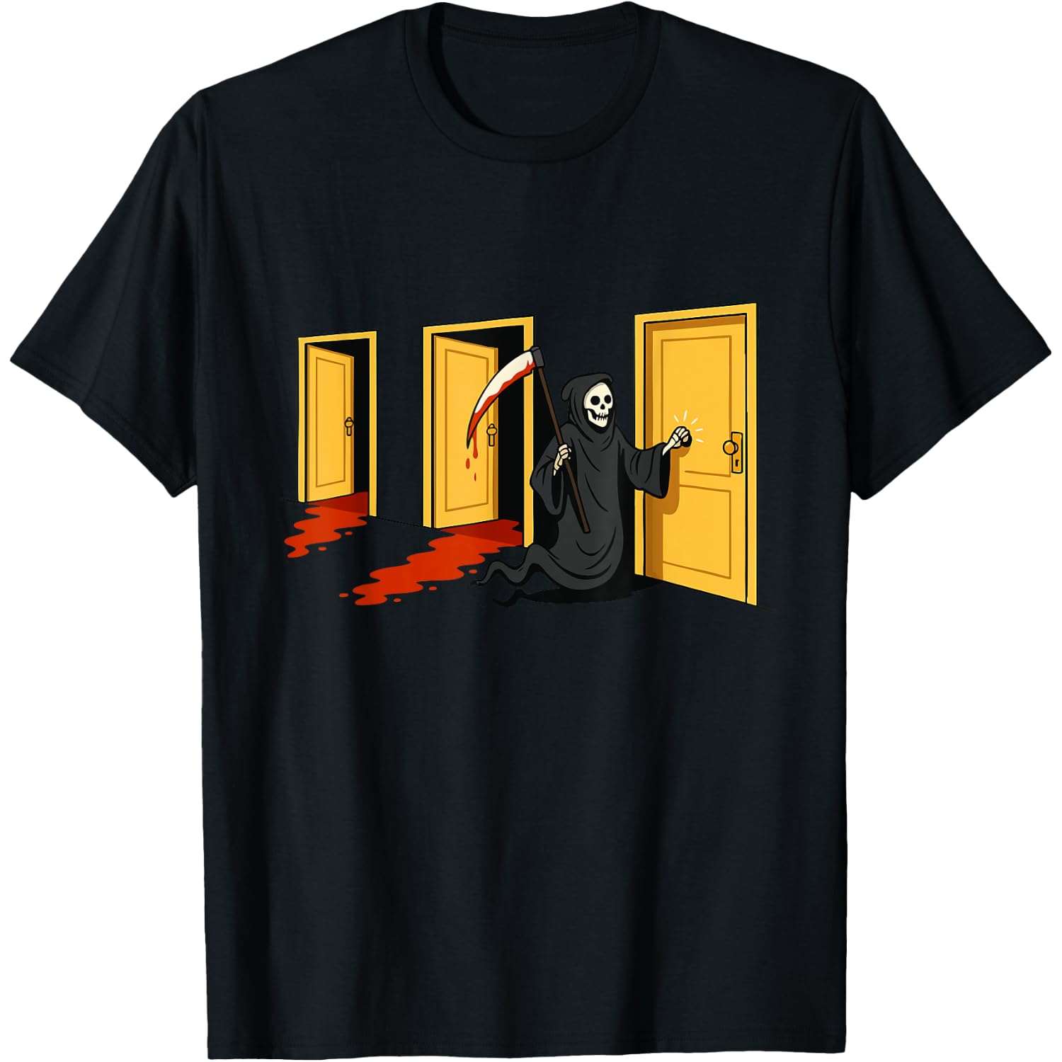 Death Knocking On Doors Meme - Grim Reaper Viral Design T-Shirt