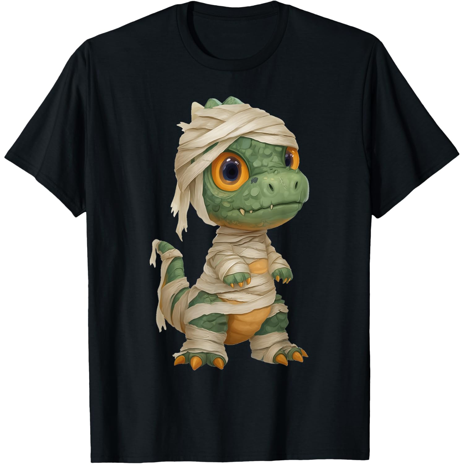 Dino Wearing Mummy Costume Dinosaur Funny Halloween Graphic T-Shirt